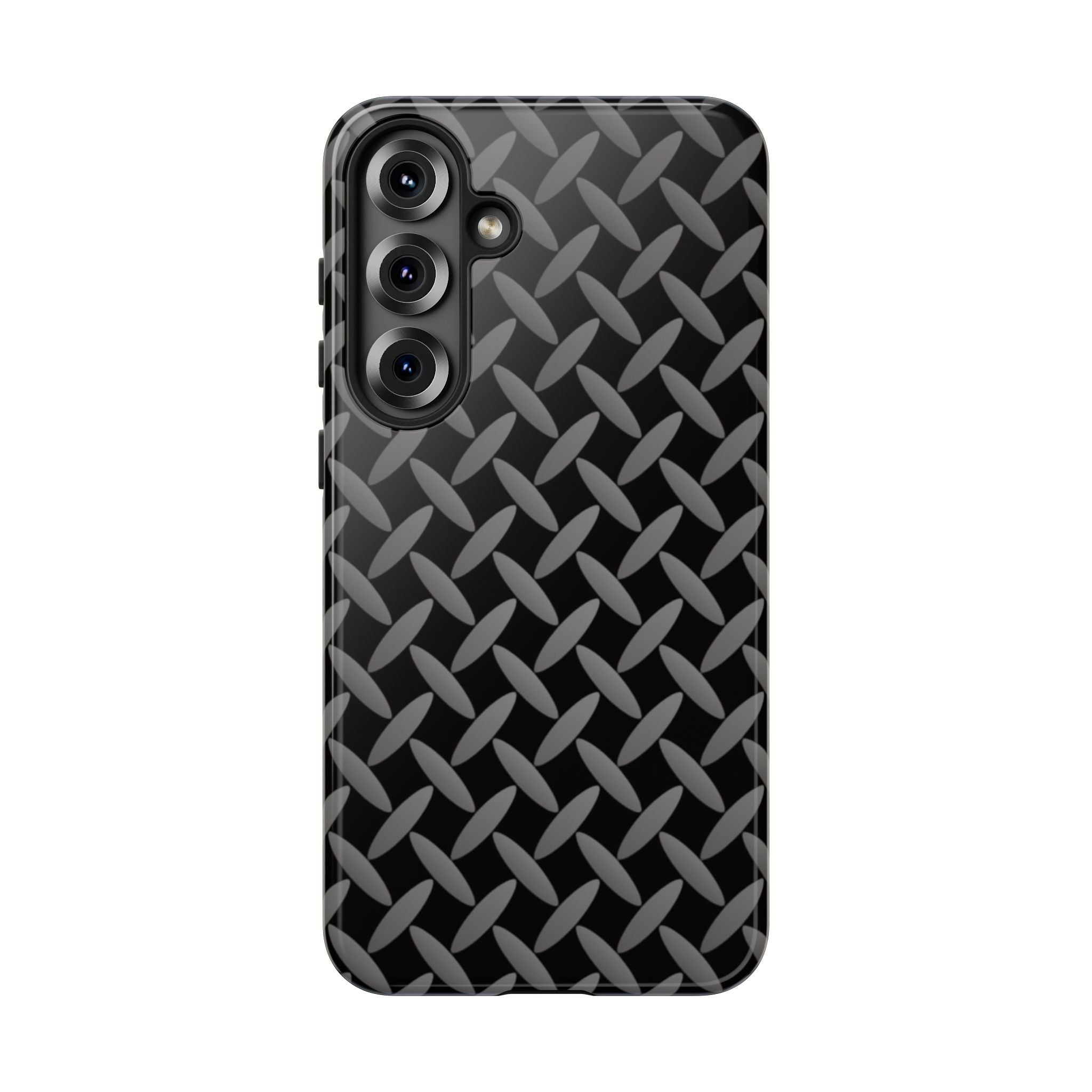 Durable Phone Case Black - Tough Cases with Stylish Diamond Plate Design - Samsung
