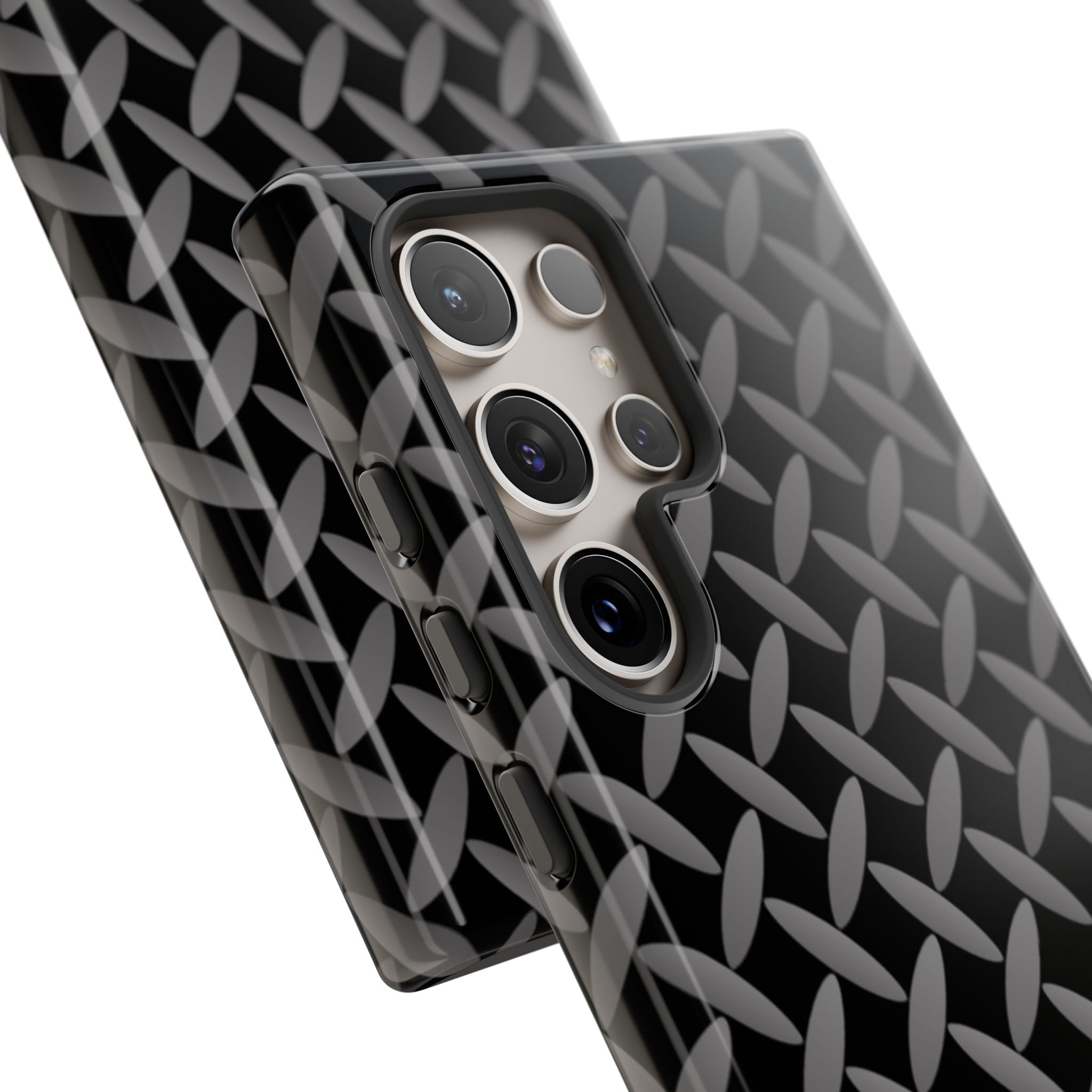 Durable Phone Case Black - Tough Cases with Stylish Diamond Plate Design - Samsung