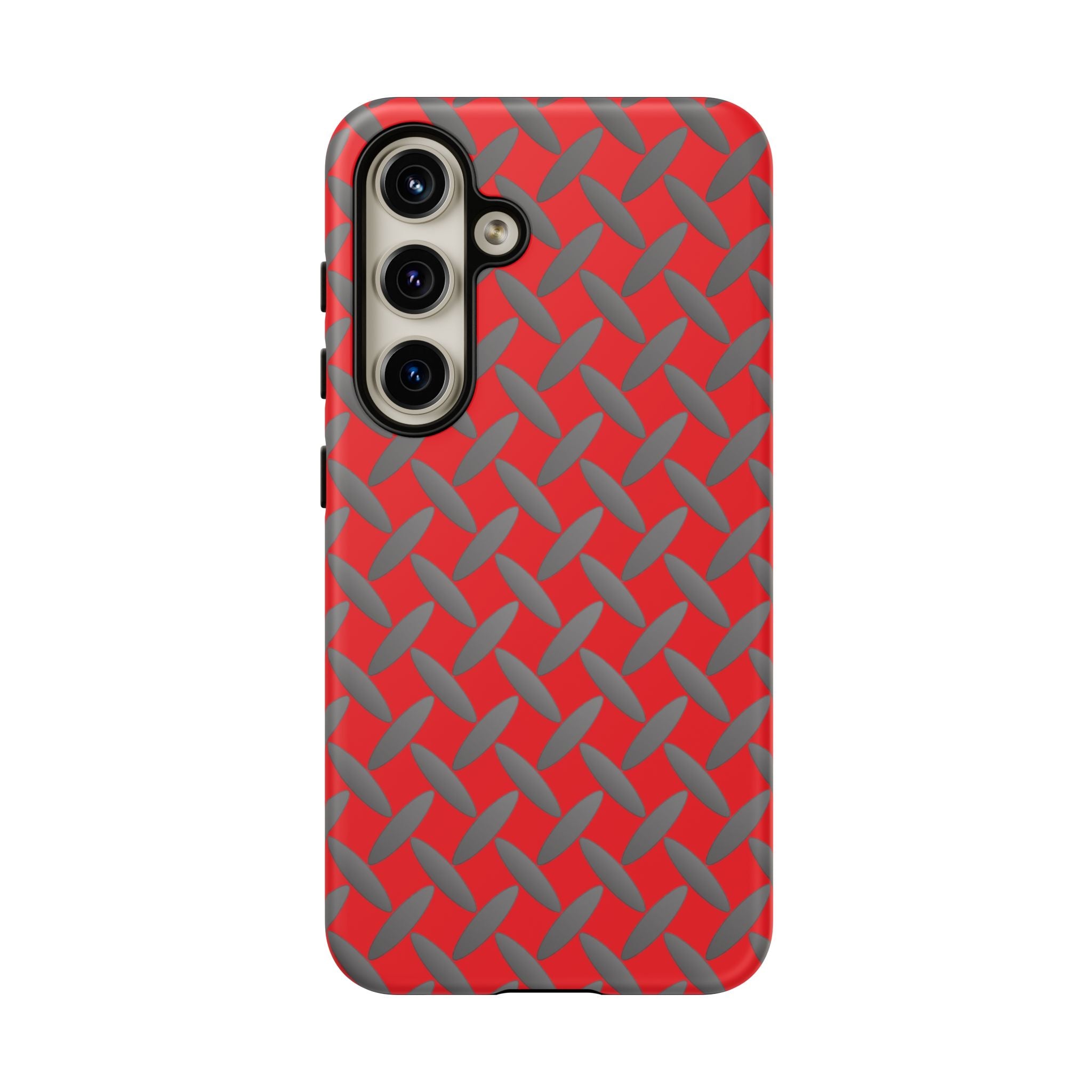 Durable Samsung Phone Case Red - Tough Cases with Stylish Diamond Plate Design