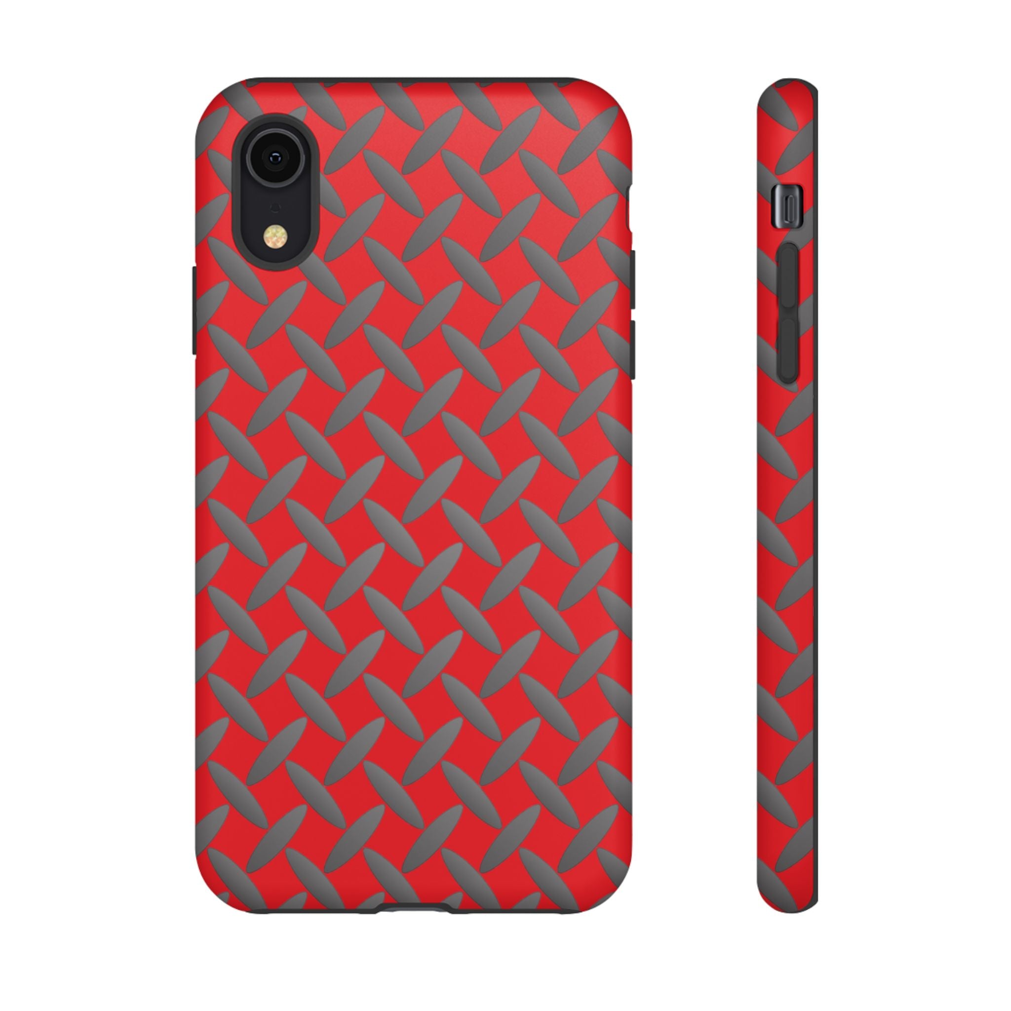 Durable Phone Case Red-iPhones Tough Cases with Stylish Diamond Plate Design