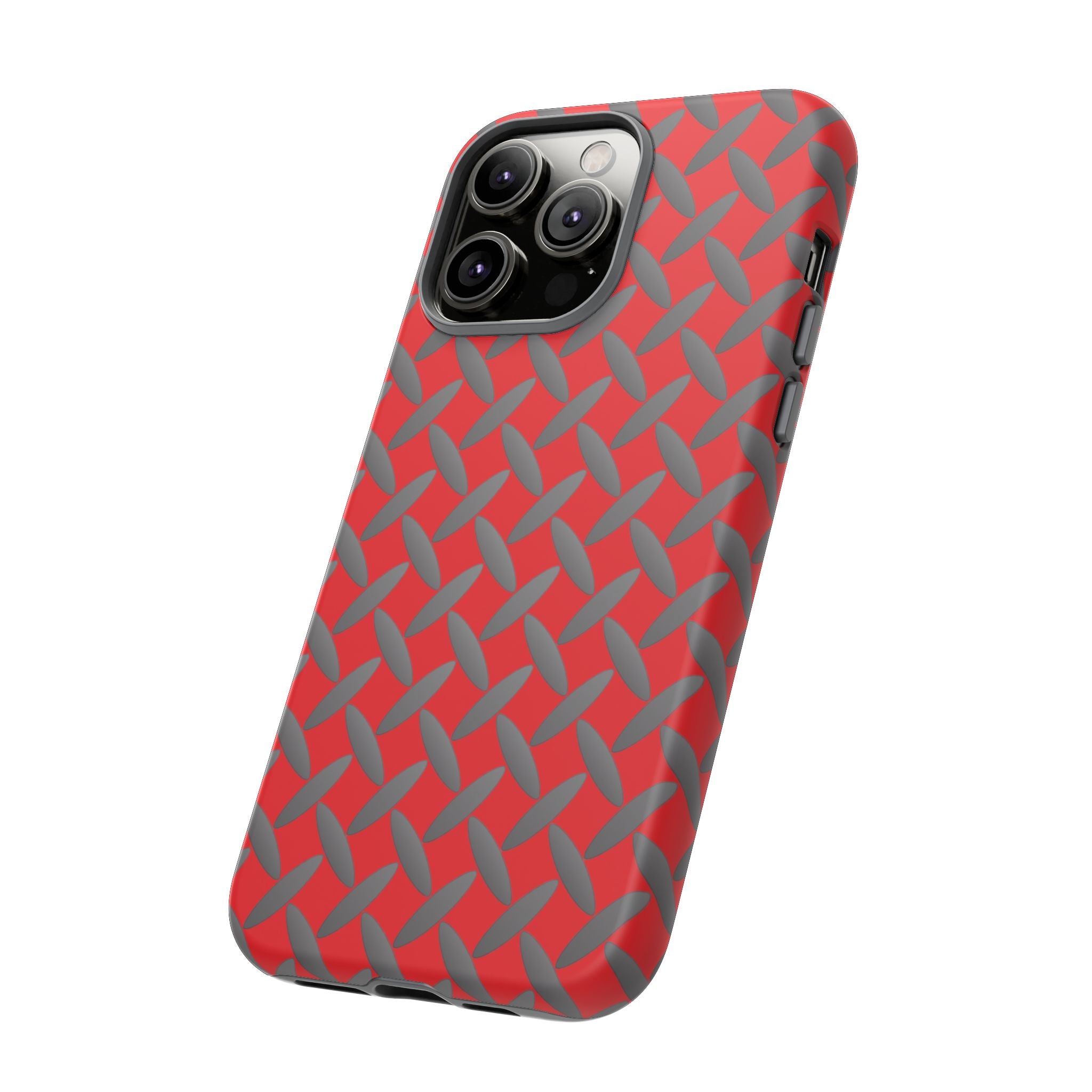 Durable Phone Case Red-iPhones Tough Cases with Stylish Diamond Plate Design