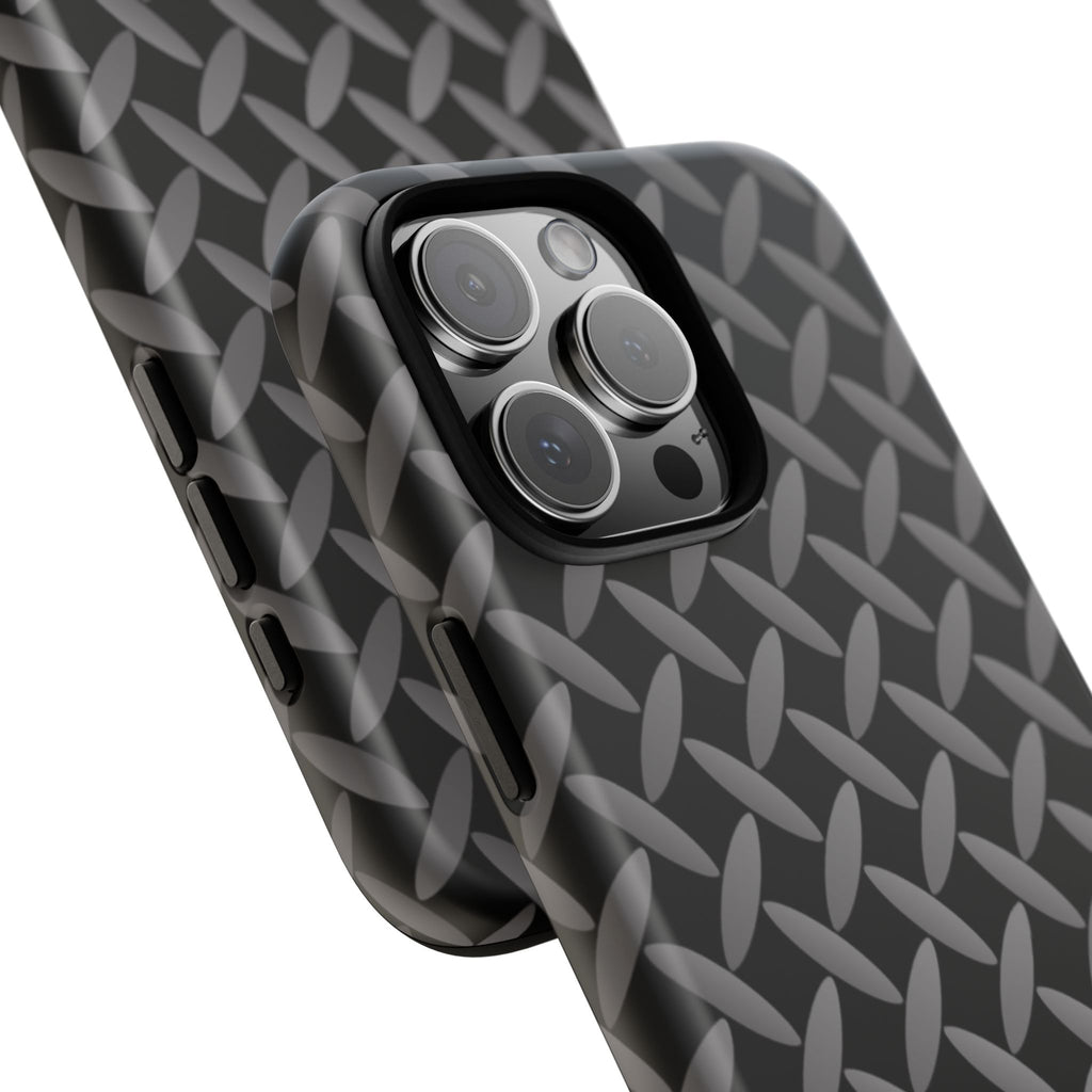 Durable Phone Case Black - Tough Cases with Stylish Diamond Plate Design - iPhones