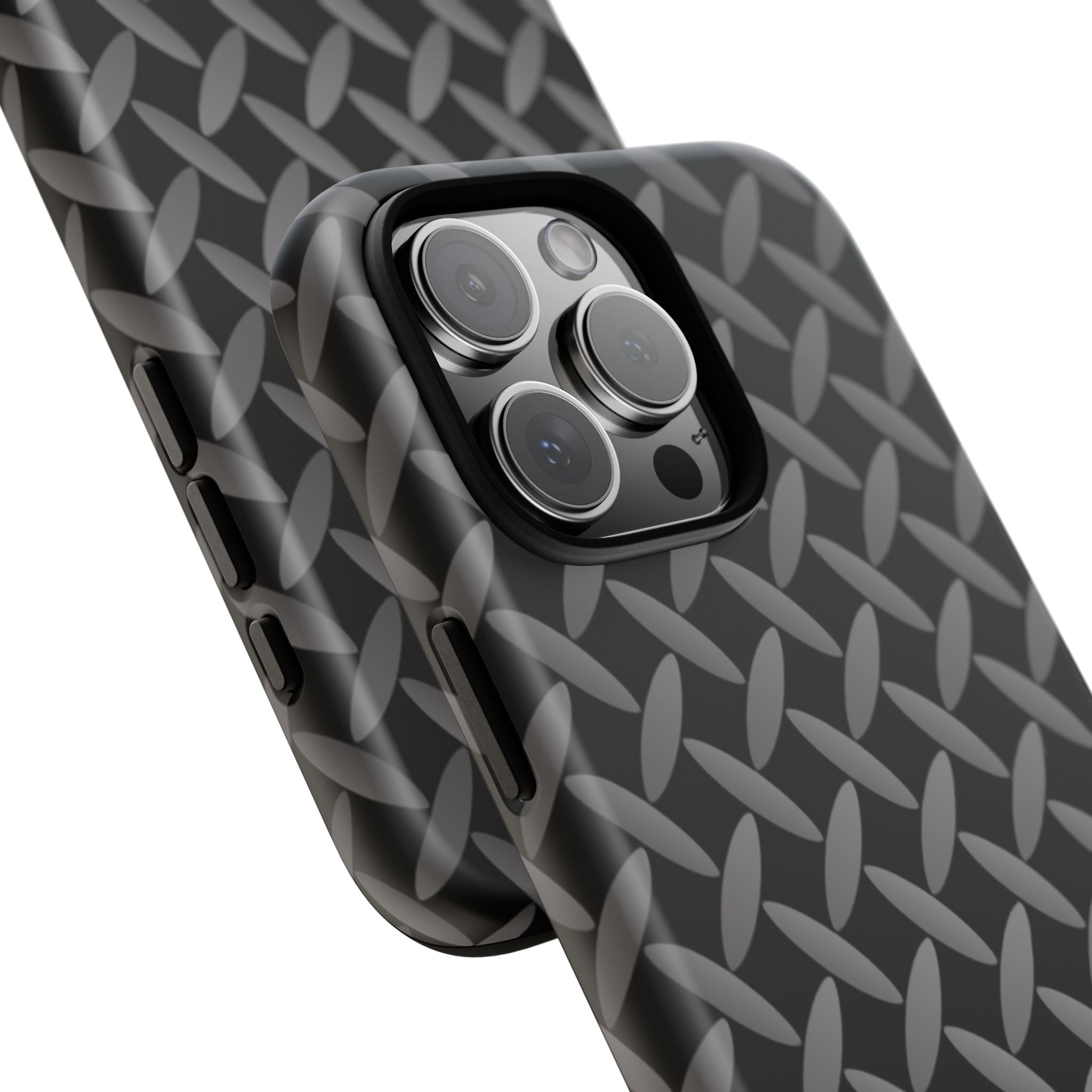Durable Phone Case Black - Tough Cases with Stylish Diamond Plate Design - iPhones