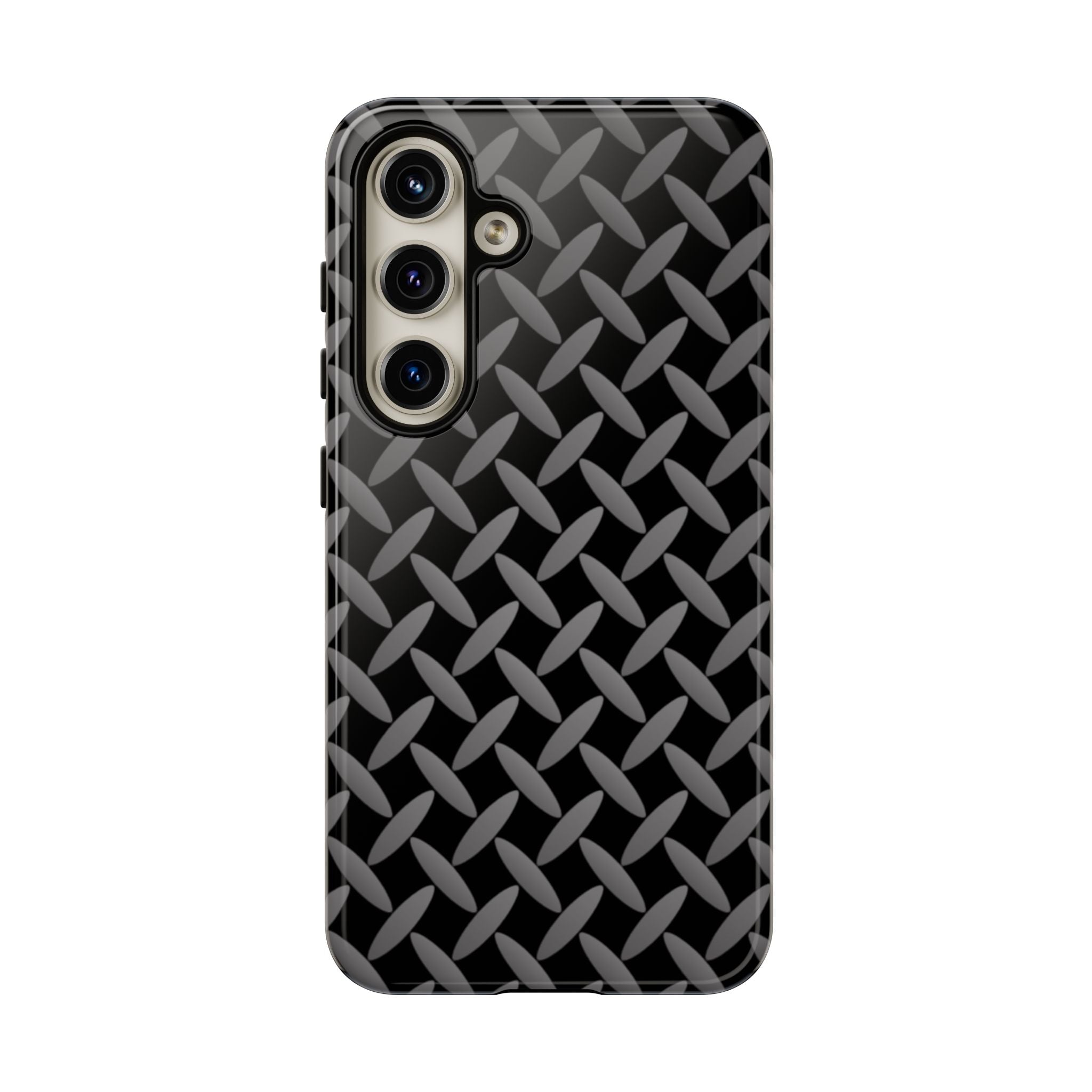 Durable Phone Case Black - Tough Cases with Stylish Diamond Plate Design - Samsung