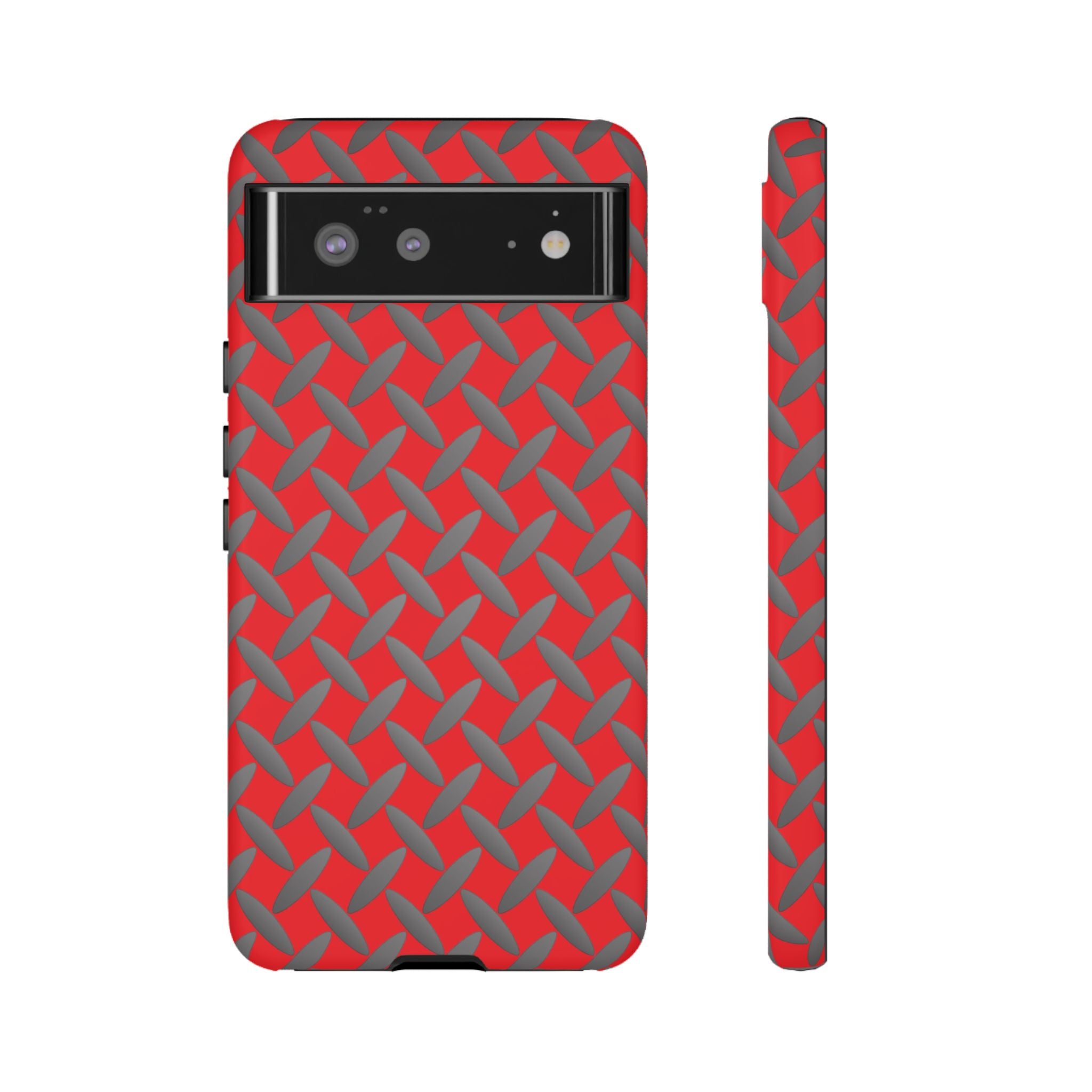 Durable Google Phones Phone Case Red - Tough Cases with Stylish Diamond Plate Design
