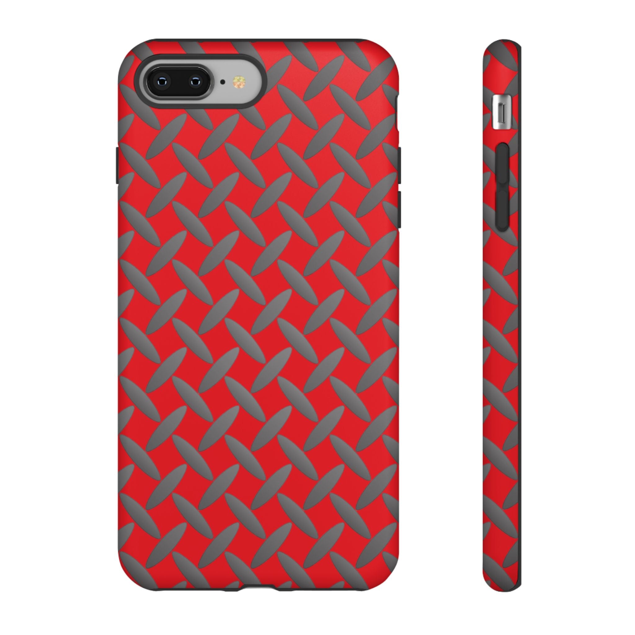 Durable Phone Case Red-iPhones Tough Cases with Stylish Diamond Plate Design