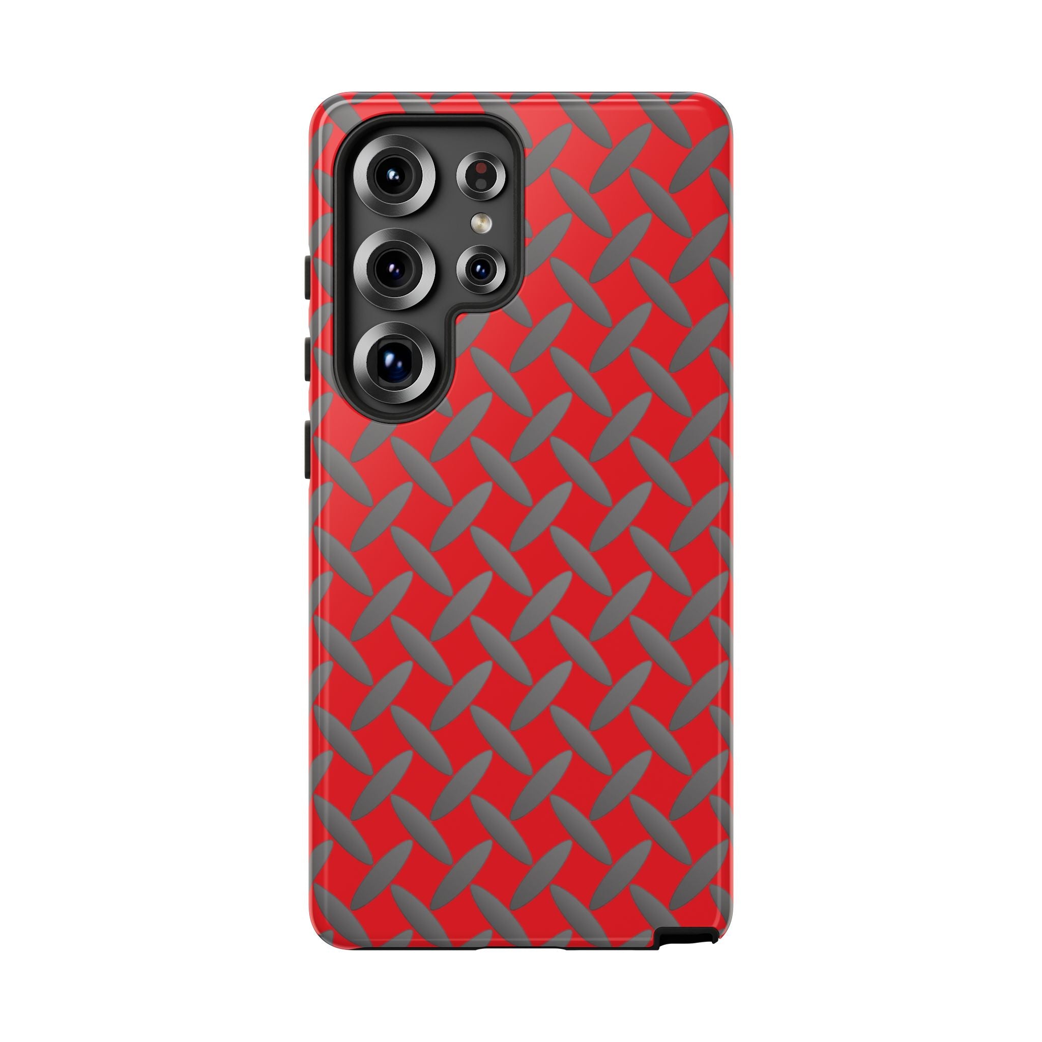 Durable Samsung Phone Case Red - Tough Cases with Stylish Diamond Plate Design