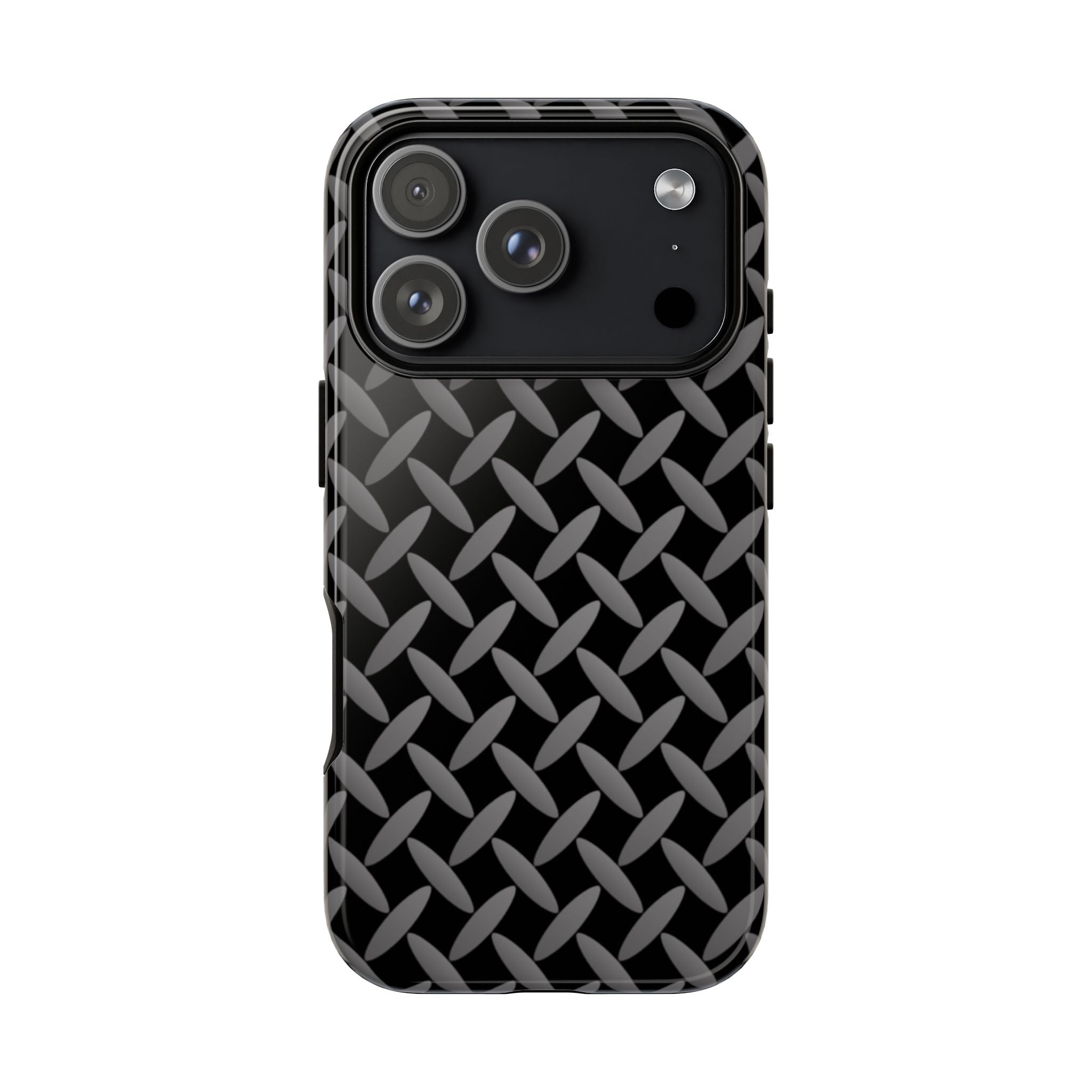 Durable Phone Case Black - Tough Cases with Stylish Diamond Plate Design - iPhones