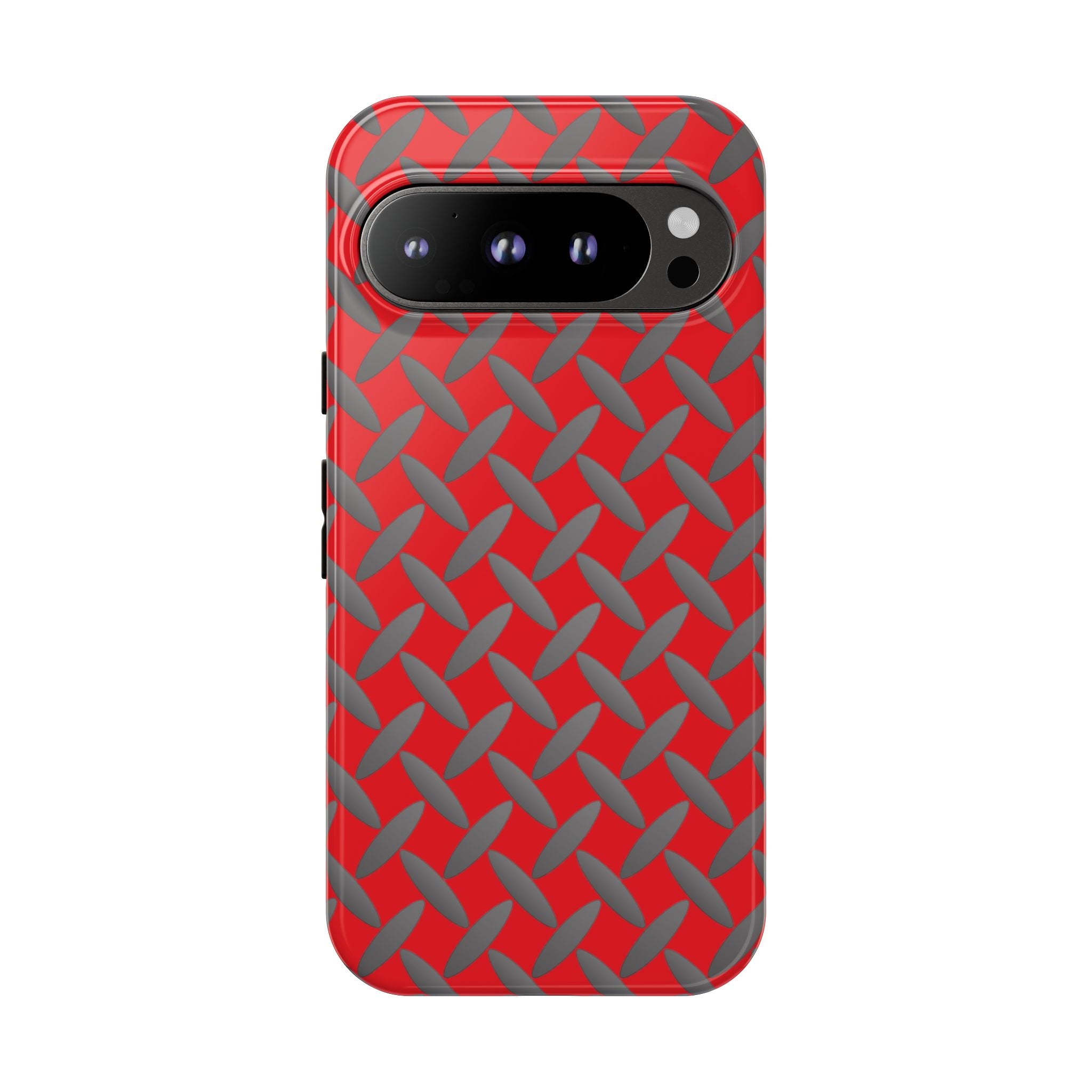 Durable Google Phones Phone Case Red - Tough Cases with Stylish Diamond Plate Design