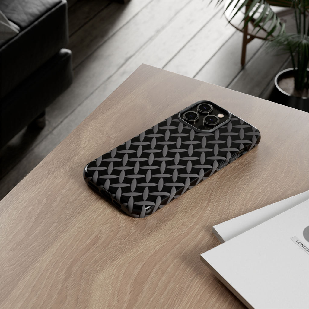 Durable Phone Case Black - Tough Cases with Stylish Diamond Plate Design - iPhones