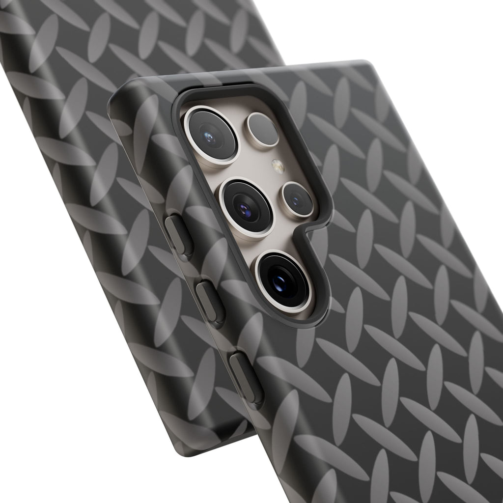 Durable Phone Case Black - Tough Cases with Stylish Diamond Plate Design - Samsung