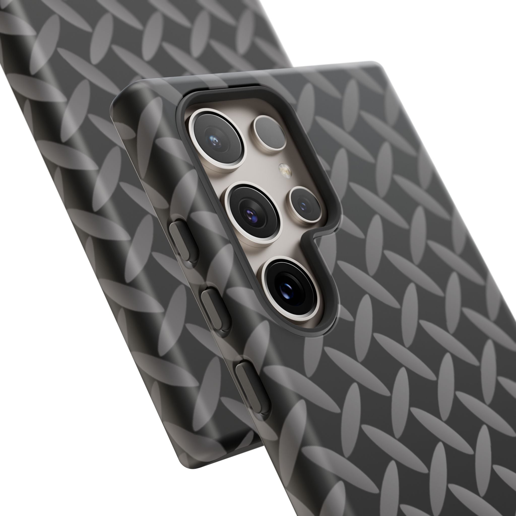 Durable Phone Case Black - Tough Cases with Stylish Diamond Plate Design - Samsung
