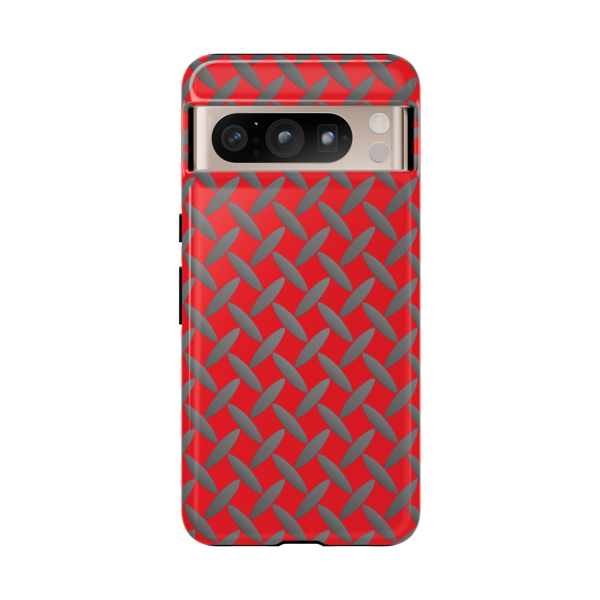 Durable Google Phones Phone Case Red - Tough Cases with Stylish Diamond Plate Design