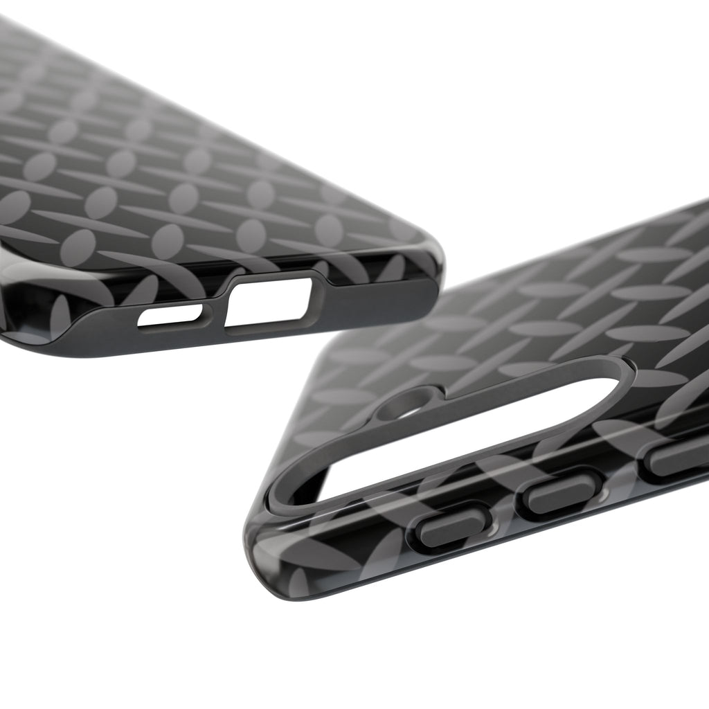 Durable Phone Case Black - Tough Cases with Stylish Diamond Plate Design - Samsung