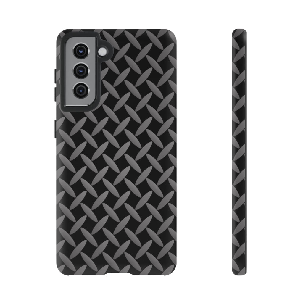 Durable Phone Case Black - Tough Cases with Stylish Diamond Plate Design - Samsung