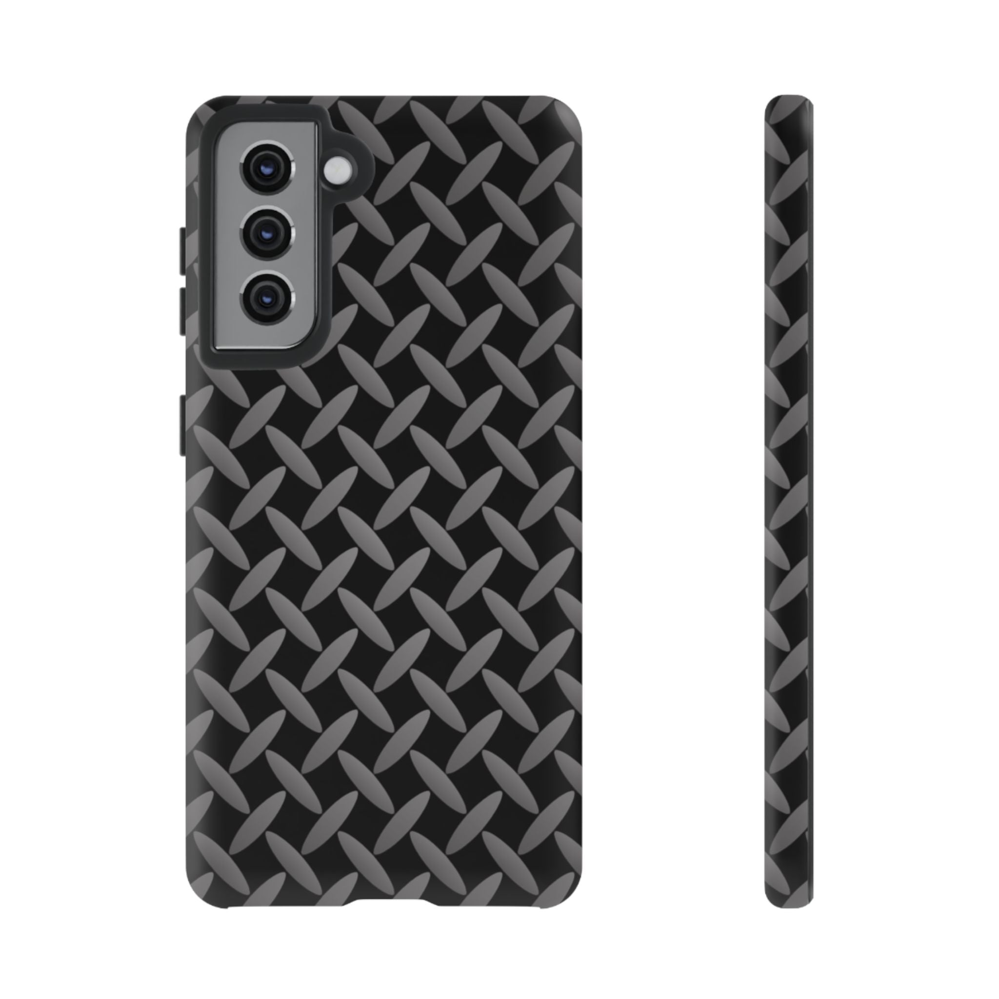 Durable Phone Case Black - Tough Cases with Stylish Diamond Plate Design - Samsung