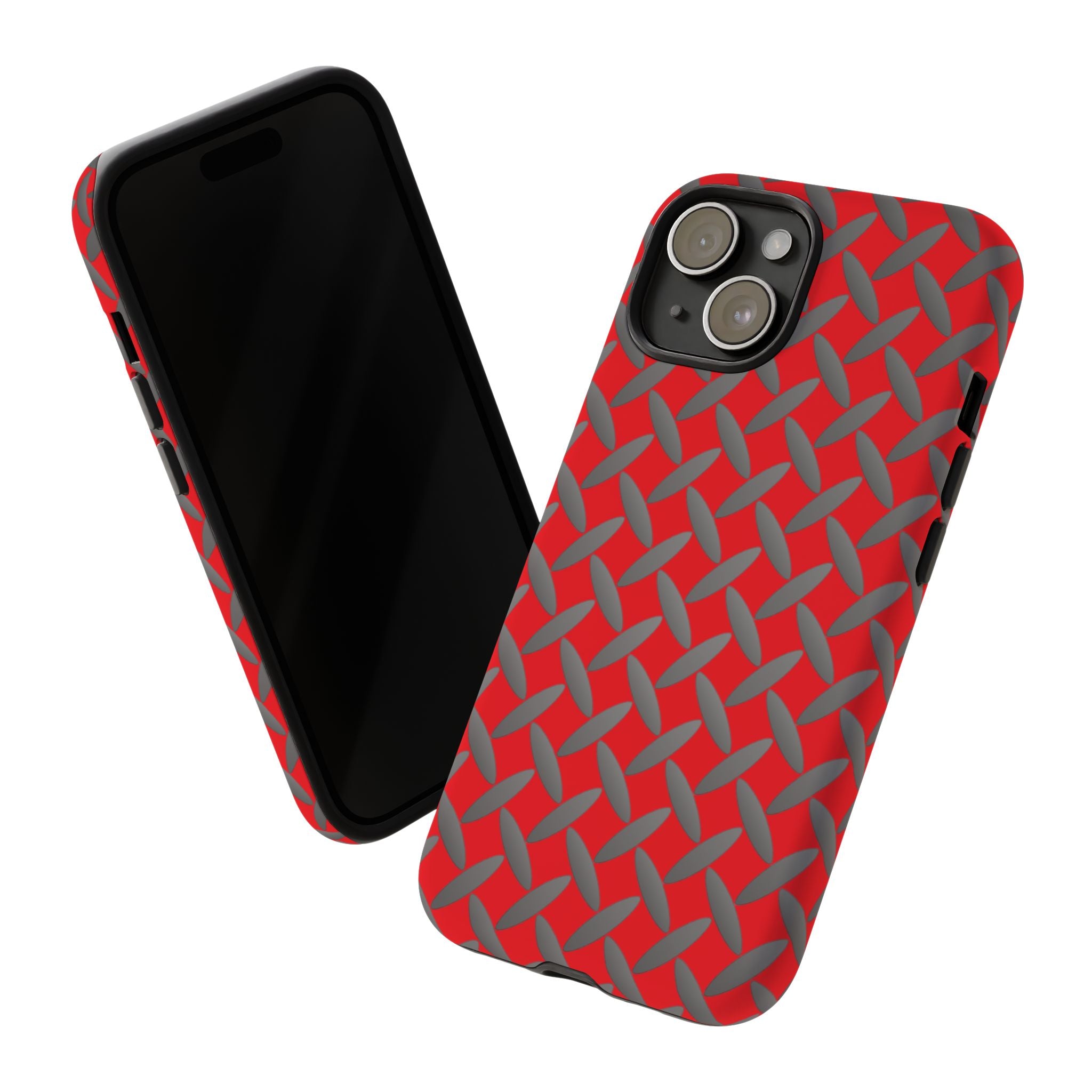 Durable Phone Case Red-iPhones Tough Cases with Stylish Diamond Plate Design