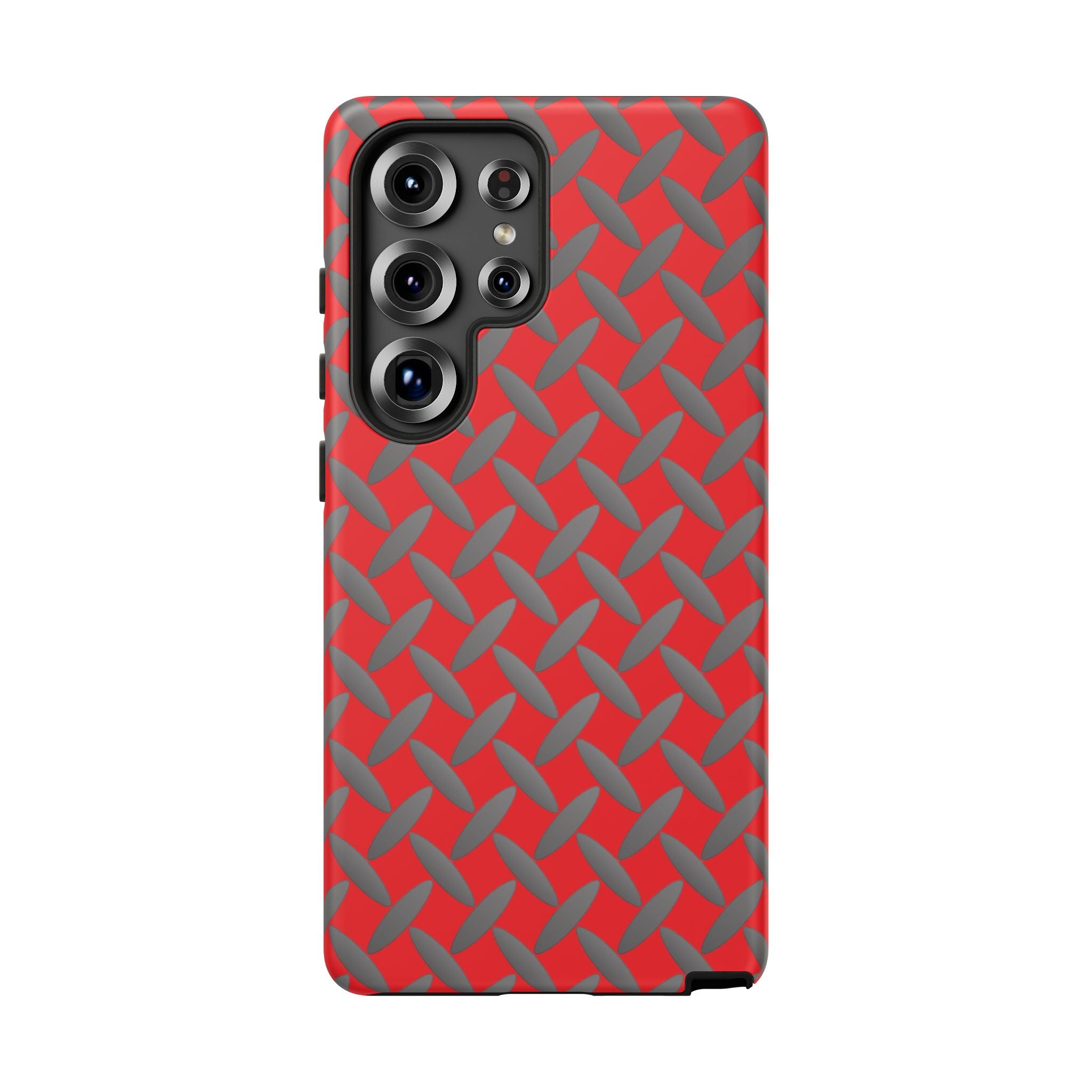 Durable Samsung Phone Case Red - Tough Cases with Stylish Diamond Plate Design