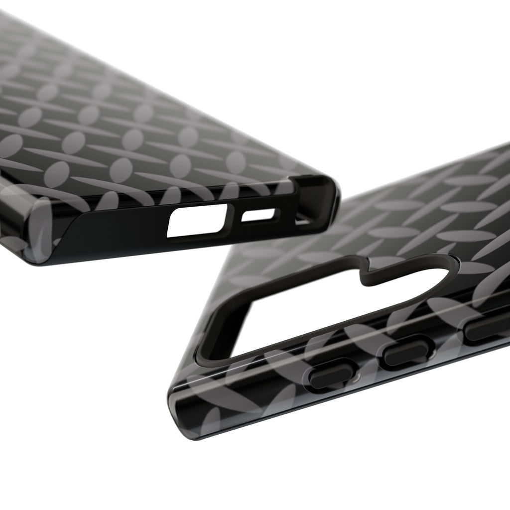 Durable Phone Case Black - Tough Cases with Stylish Diamond Plate Design - Samsung