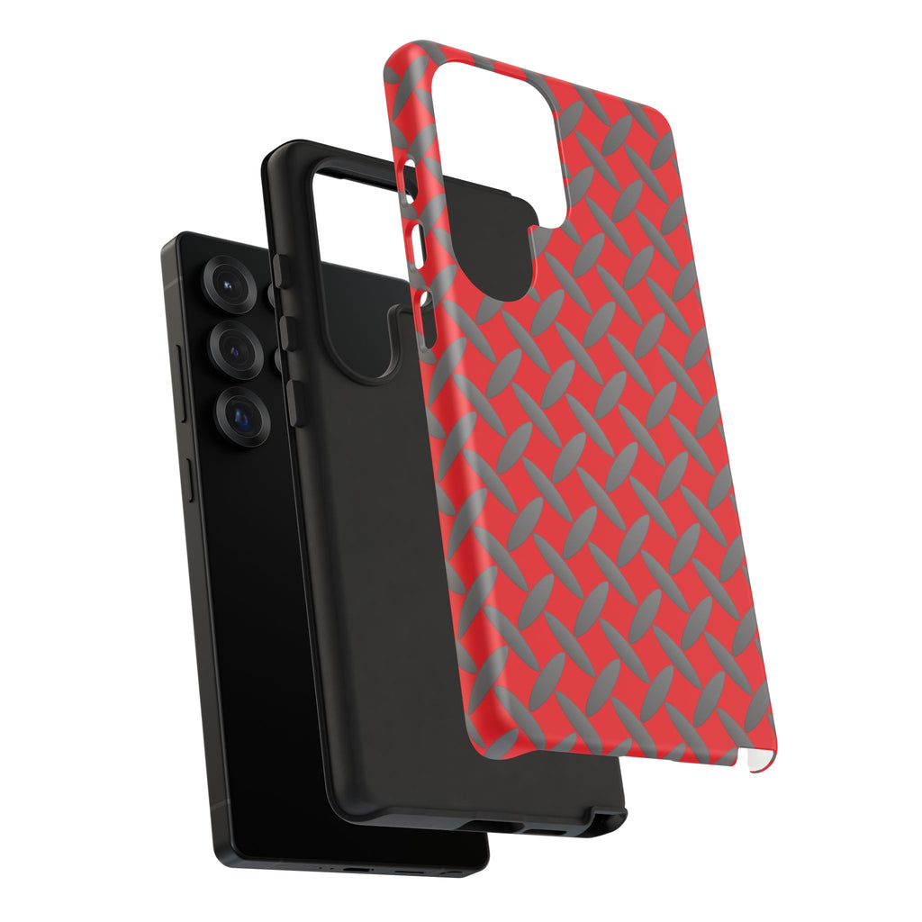 Durable Samsung Phone Case Red - Tough Cases with Stylish Diamond Plate Design