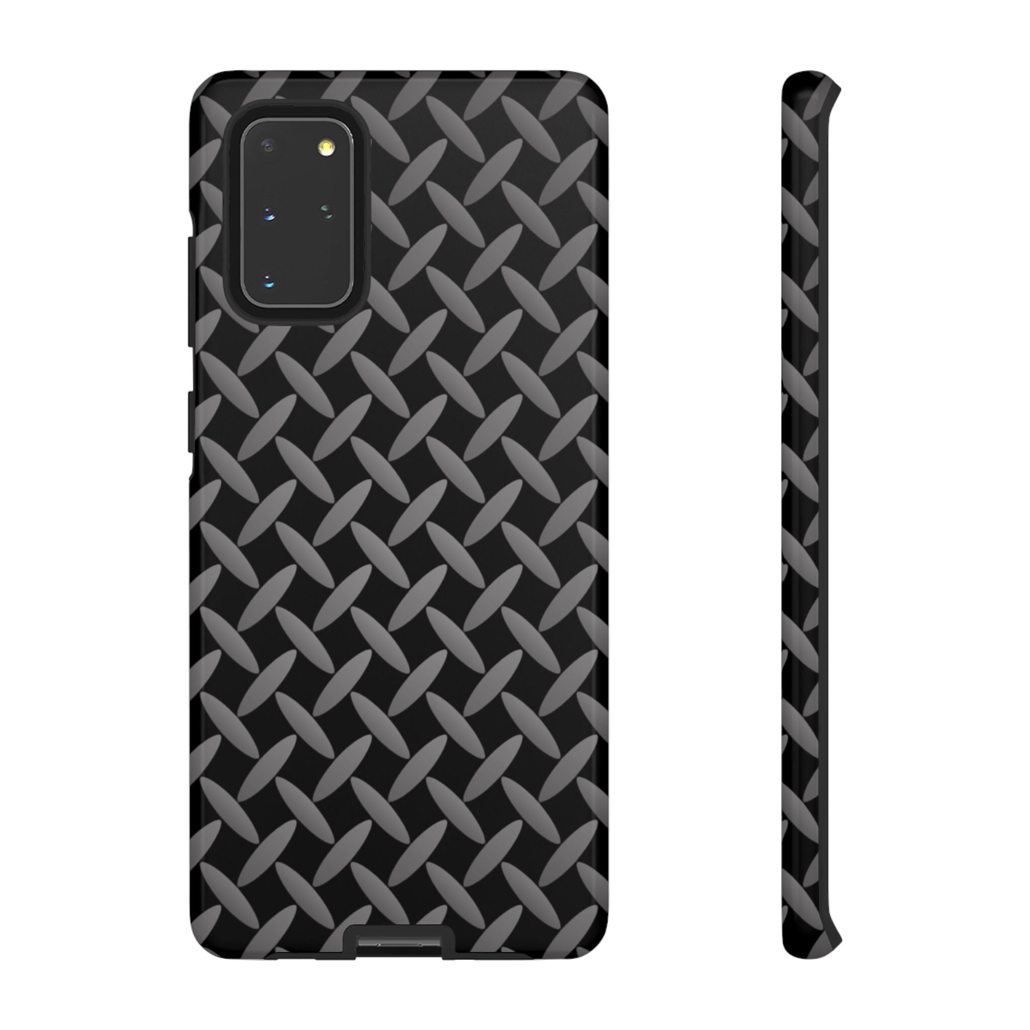 Durable Phone Case Black - Tough Cases with Stylish Diamond Plate Design - Samsung