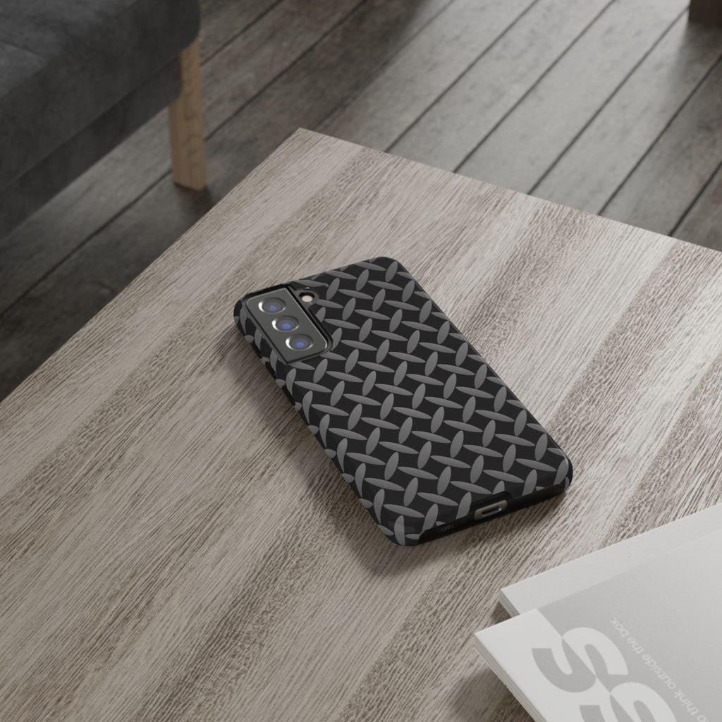 Durable Phone Case Black - Tough Cases with Stylish Diamond Plate Design - Samsung