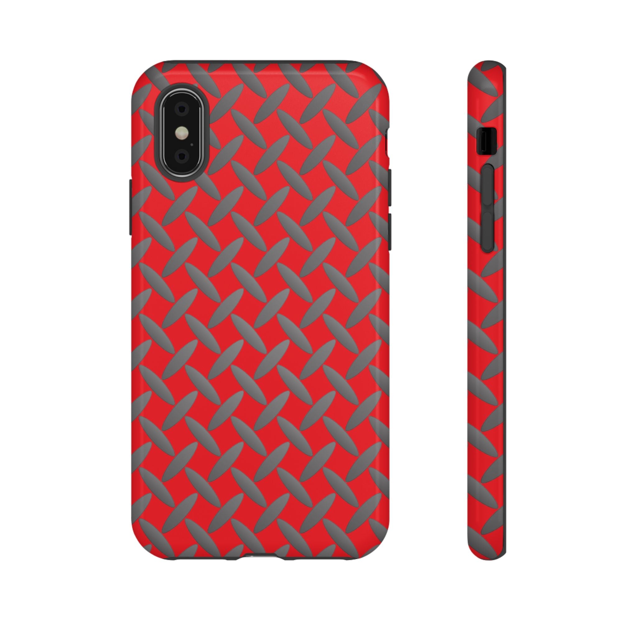 Durable Phone Case Red-iPhones Tough Cases with Stylish Diamond Plate Design