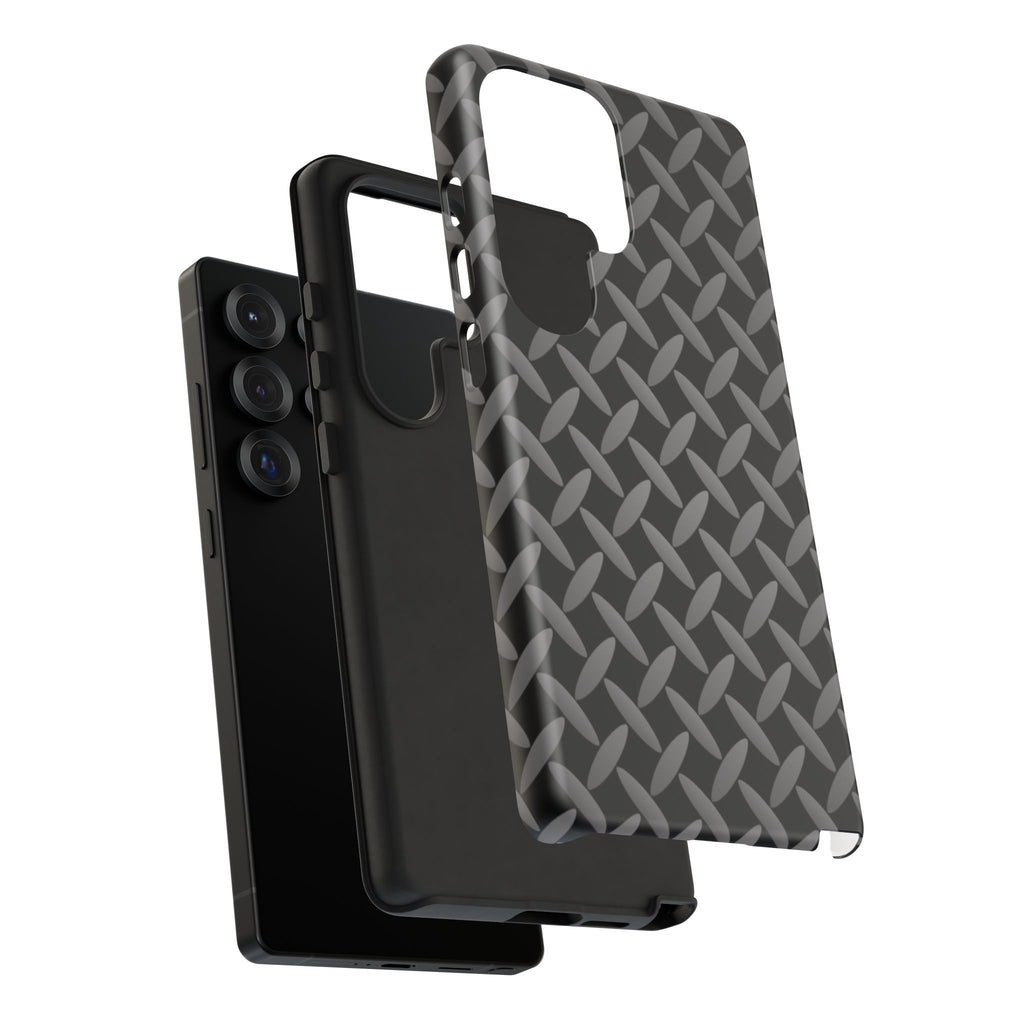Durable Phone Case Black - Tough Cases with Stylish Diamond Plate Design - Samsung