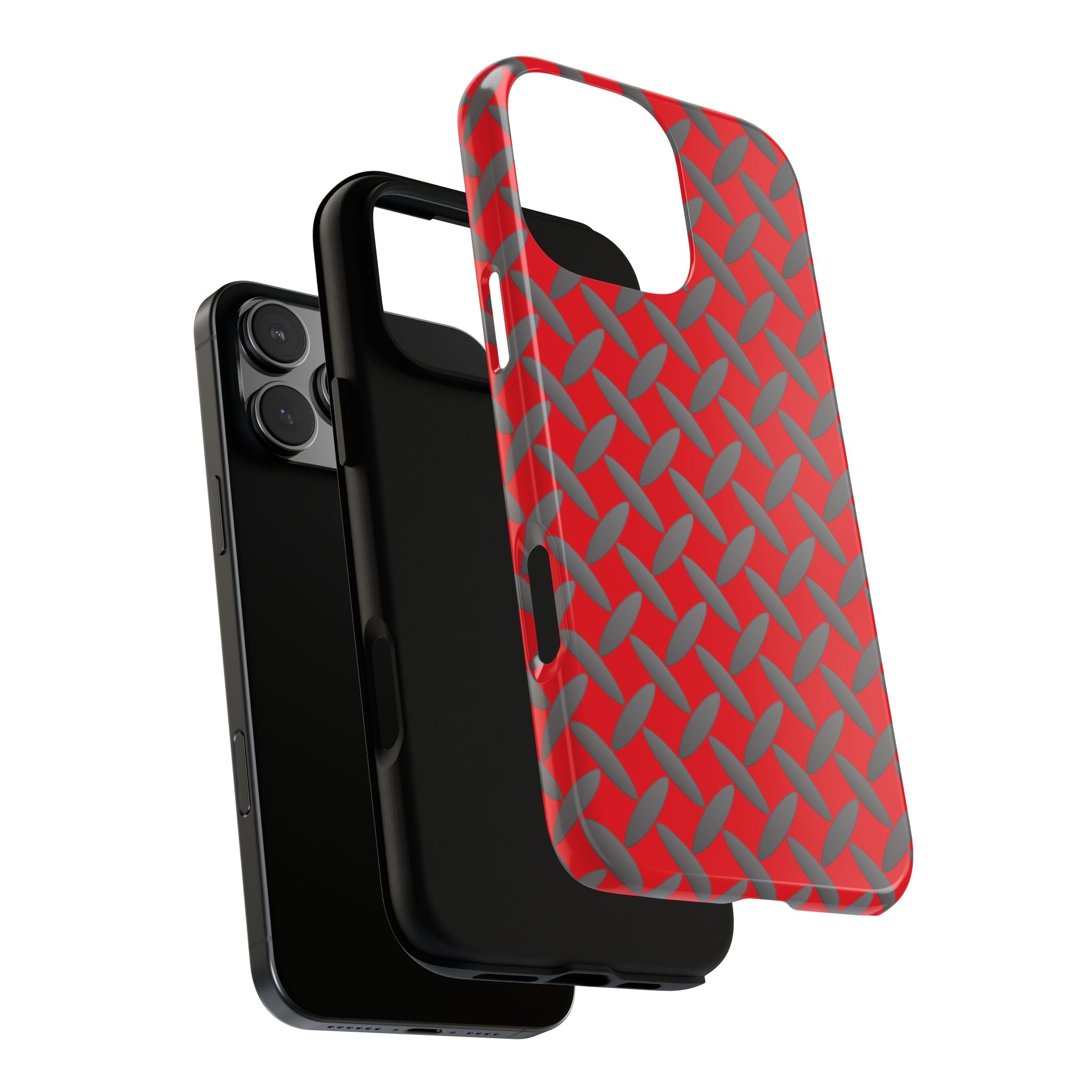 Durable Phone Case Red-iPhones Tough Cases with Stylish Diamond Plate Design