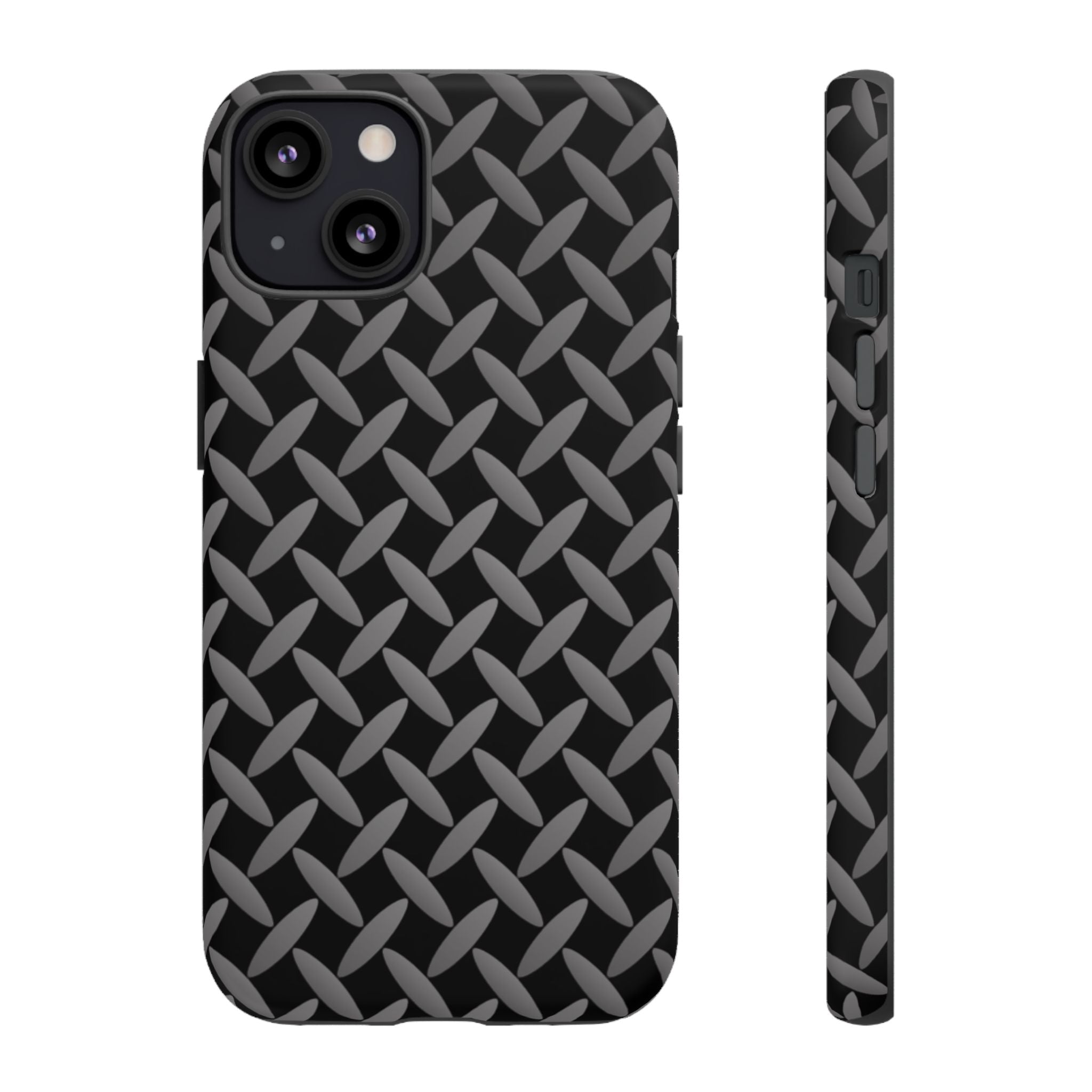 Durable Phone Case Black - Tough Cases with Stylish Diamond Plate Design - iPhones