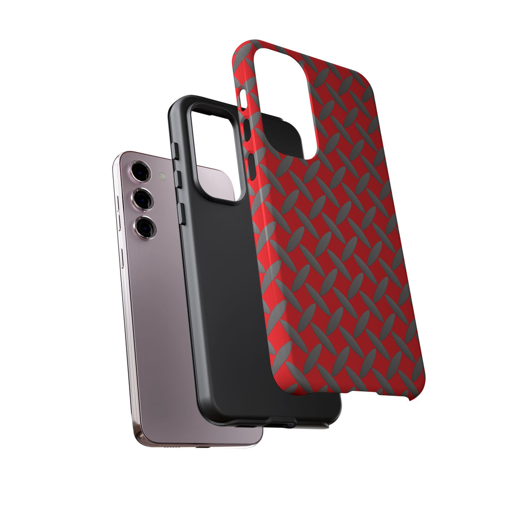 Durable Samsung Phone Case Red - Tough Cases with Stylish Diamond Plate Design