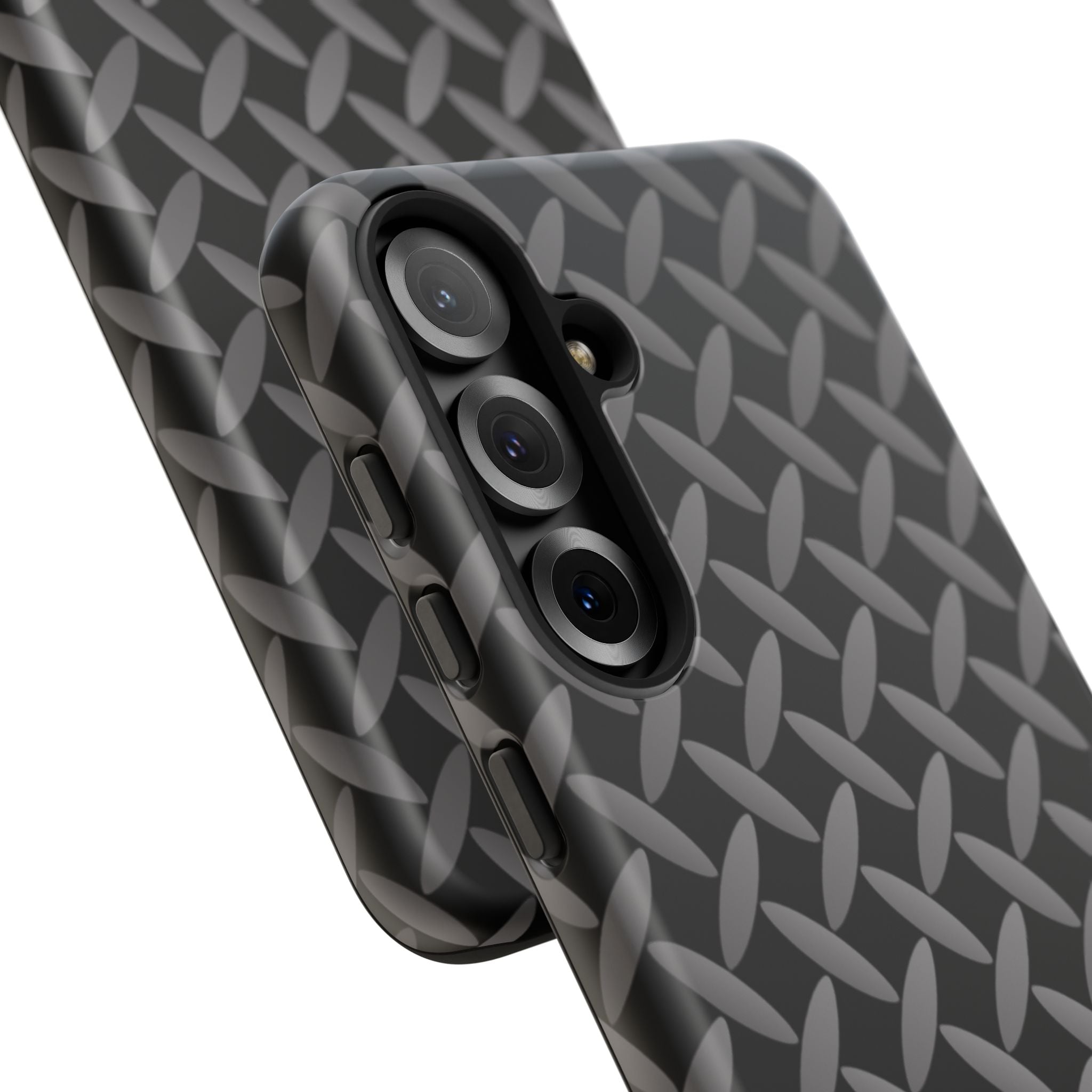 Durable Phone Case Black - Tough Cases with Stylish Diamond Plate Design - Samsung