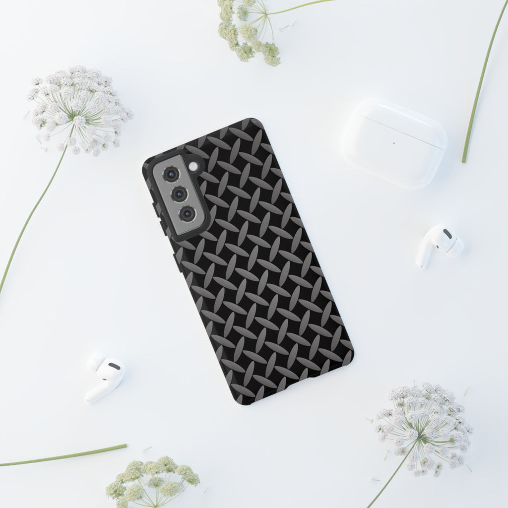 Durable Phone Case Black - Tough Cases with Stylish Diamond Plate Design - Samsung