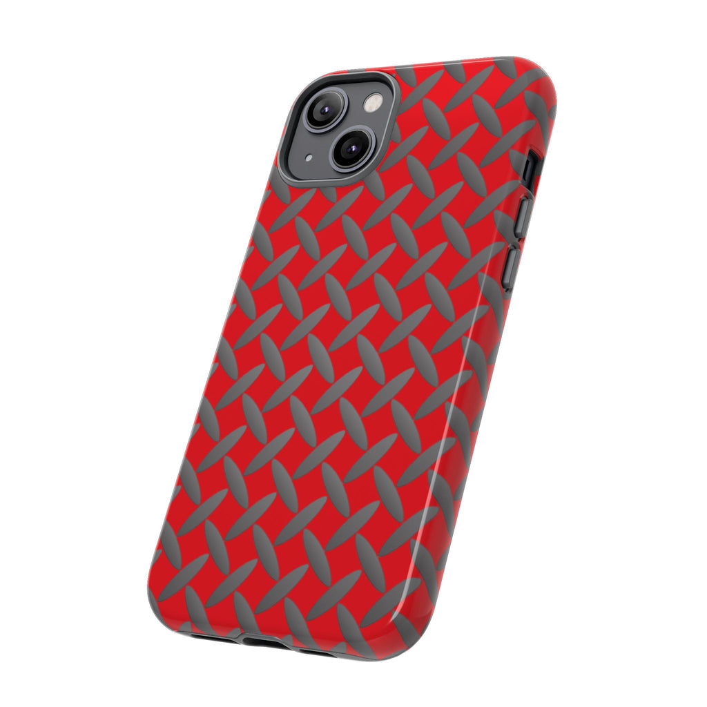 Durable Phone Case Red-iPhones Tough Cases with Stylish Diamond Plate Design