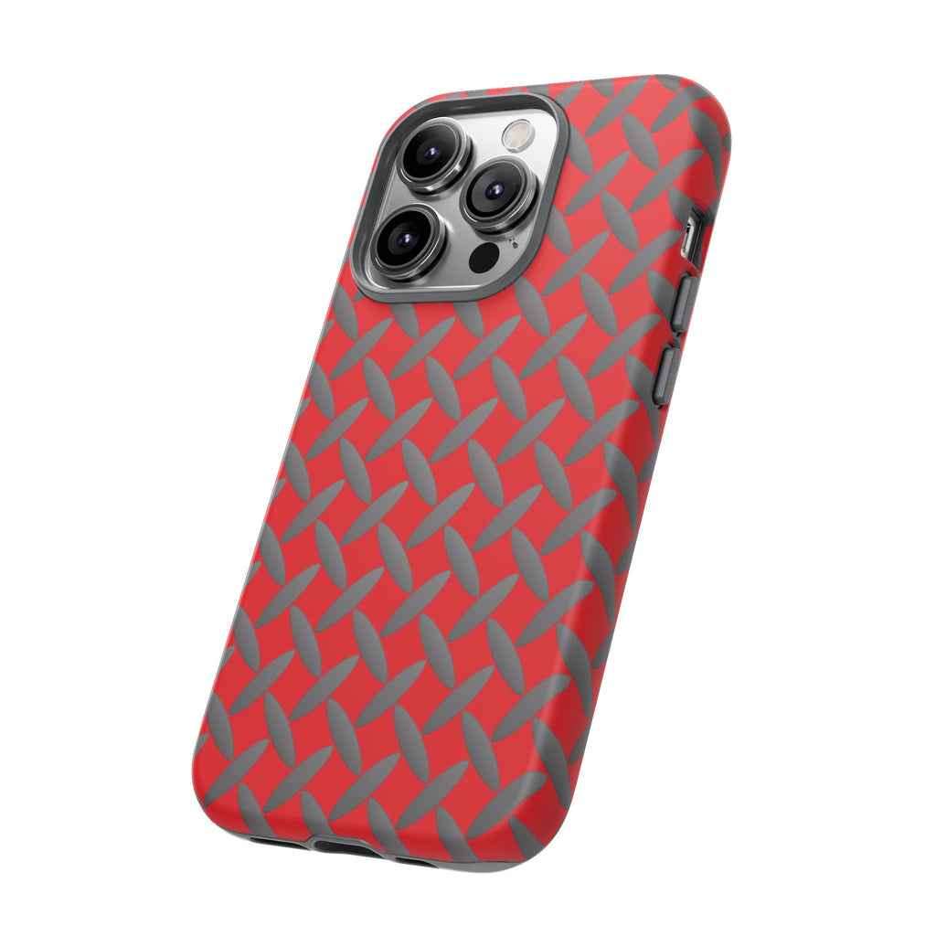Durable Phone Case Red-iPhones Tough Cases with Stylish Diamond Plate Design