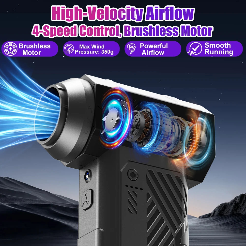 Handheld Turbo Jet Fan 130000RPM Violent Fan Adjustable Cleaning Blower Tool High Speed Portable Powerful Air Blower With Brush