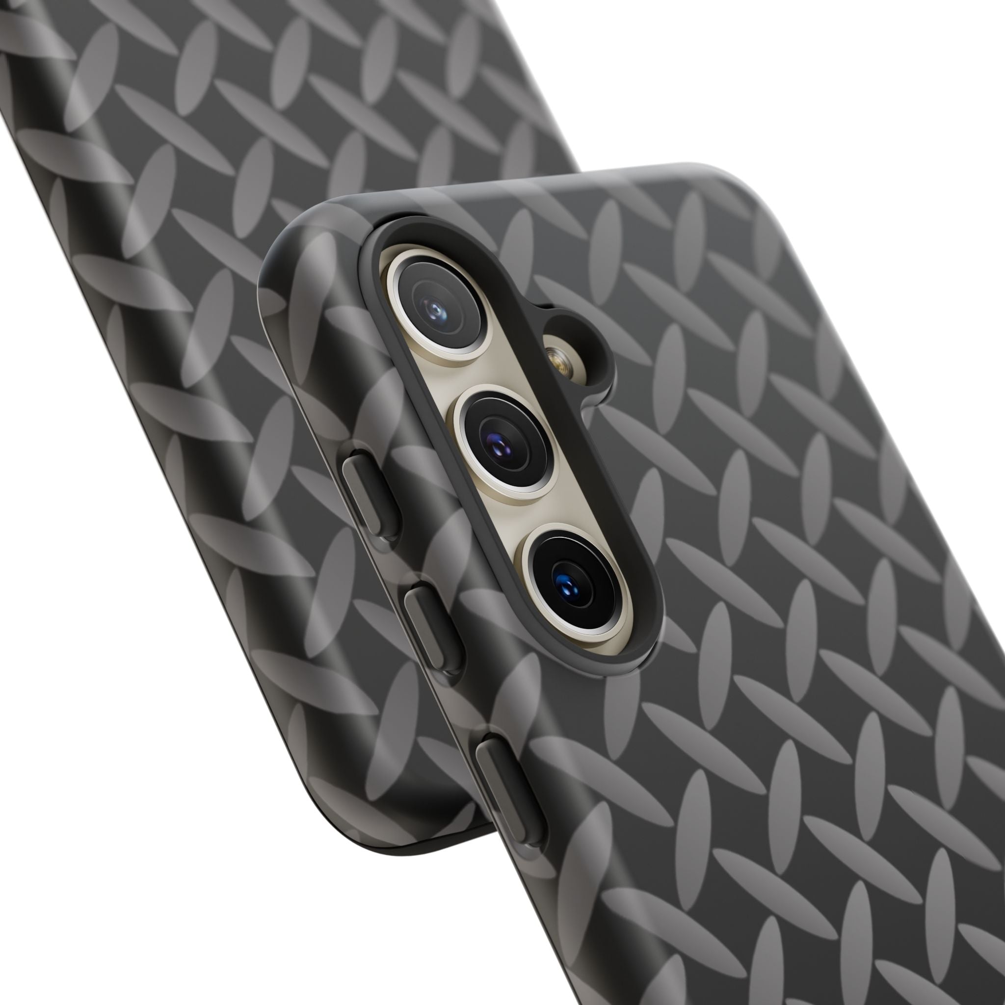 Durable Phone Case Black - Tough Cases with Stylish Diamond Plate Design - Samsung