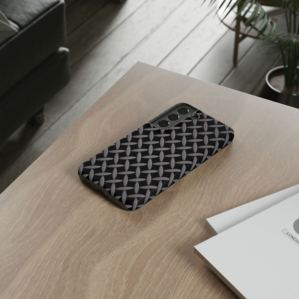 Durable Phone Case Black - Tough Cases with Stylish Diamond Plate Design - Samsung