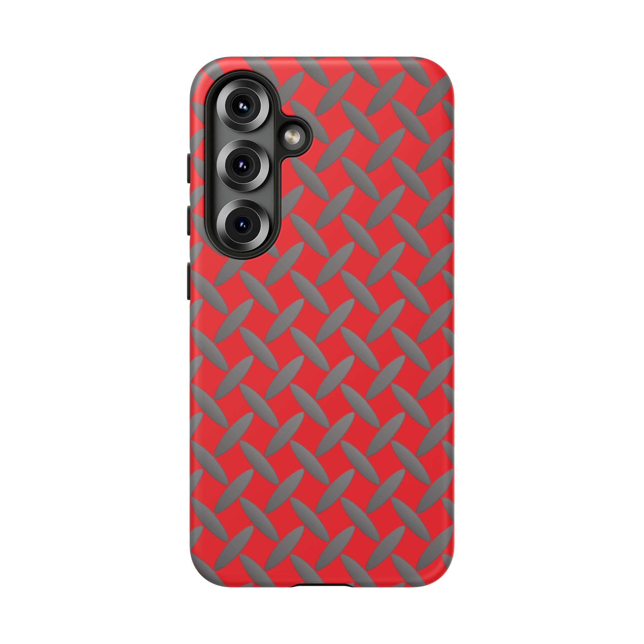 Durable Samsung Phone Case Red - Tough Cases with Stylish Diamond Plate Design