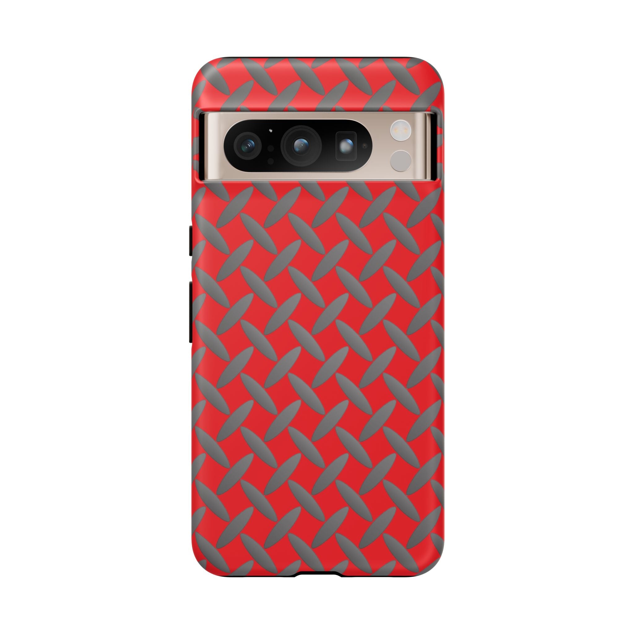 Durable Google Phones Phone Case Red - Tough Cases with Stylish Diamond Plate Design