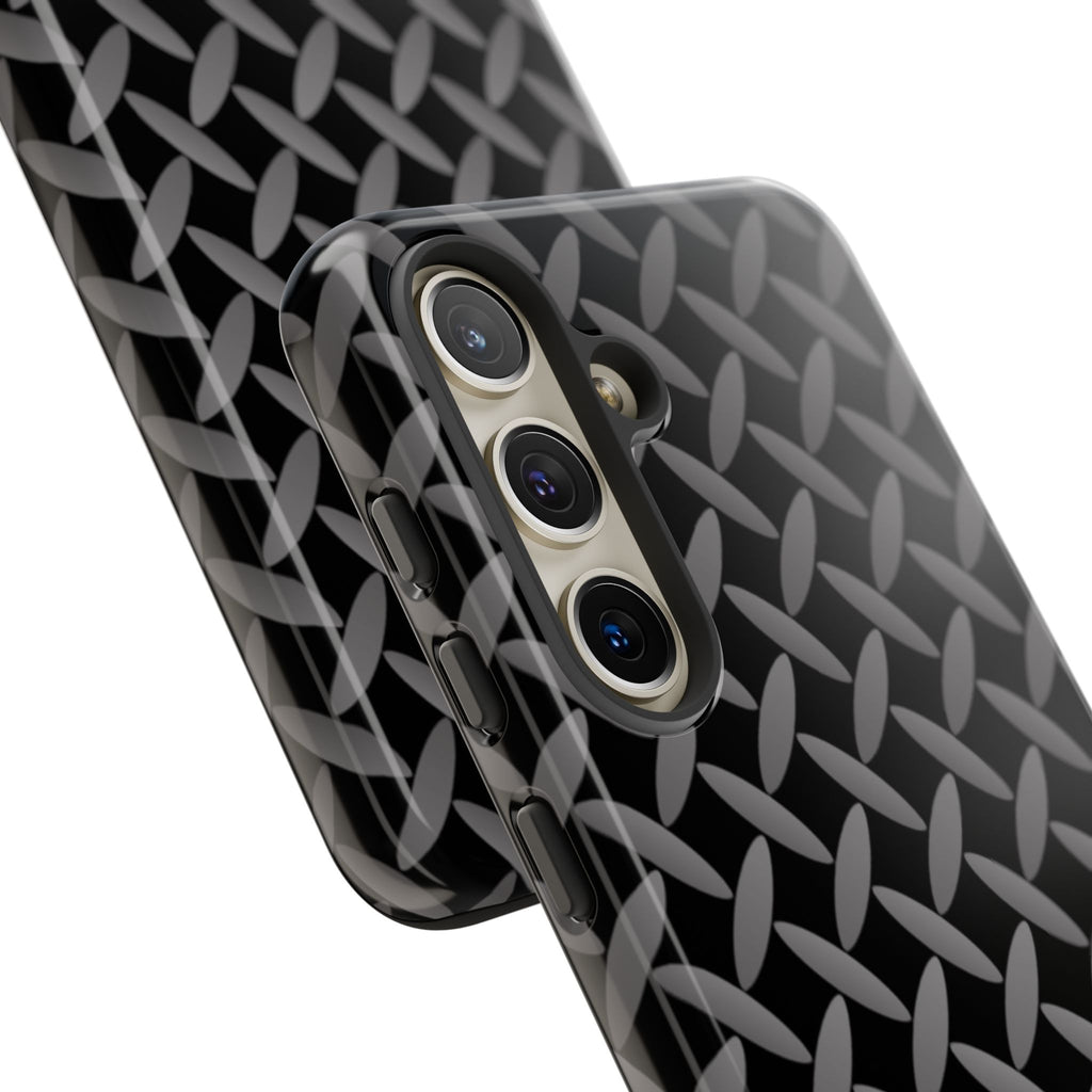 Durable Phone Case Black - Tough Cases with Stylish Diamond Plate Design - Samsung
