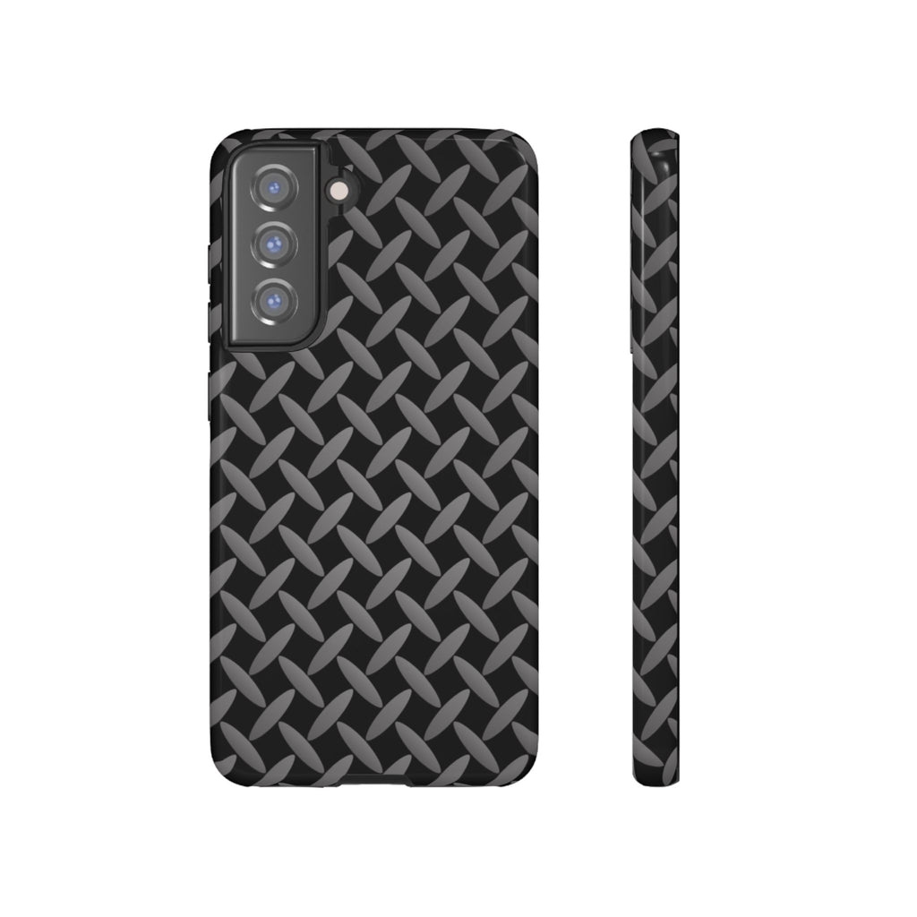 Durable Phone Case Black - Tough Cases with Stylish Diamond Plate Design - Samsung