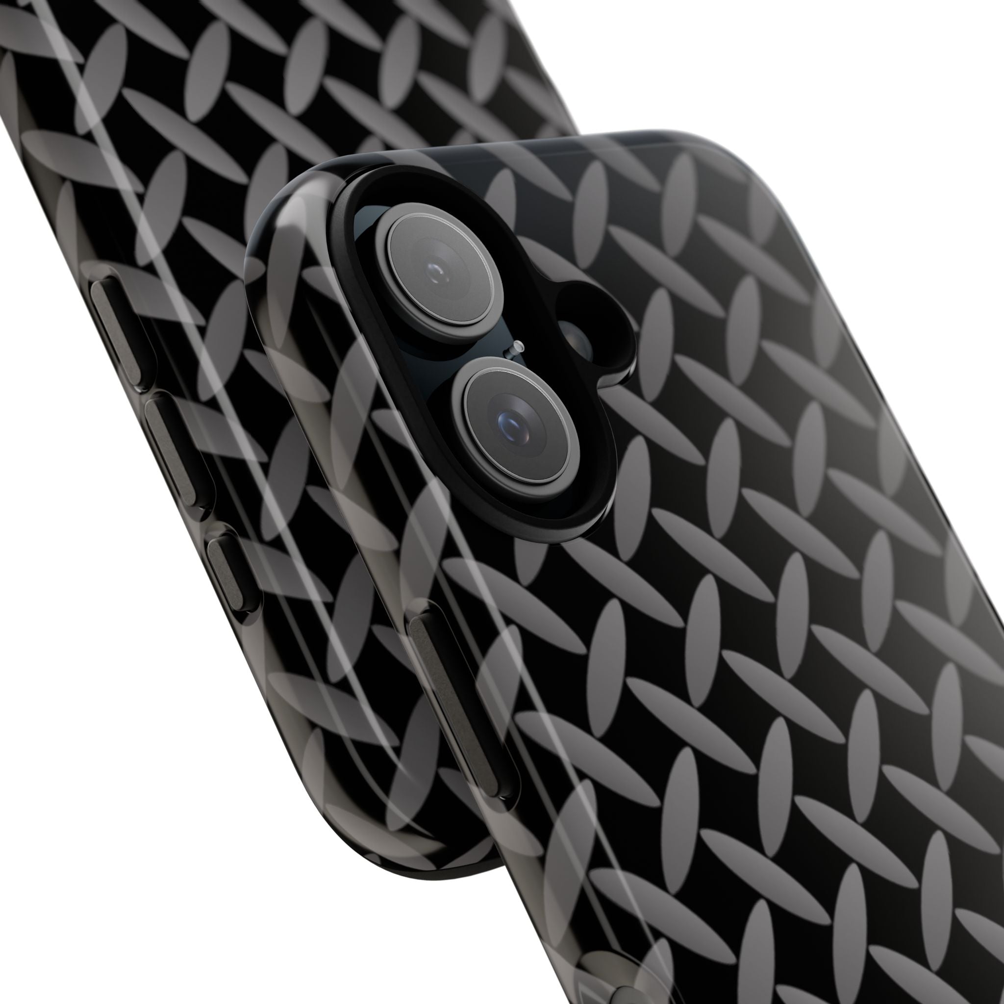 Durable Phone Case Black - Tough Cases with Stylish Diamond Plate Design - iPhones