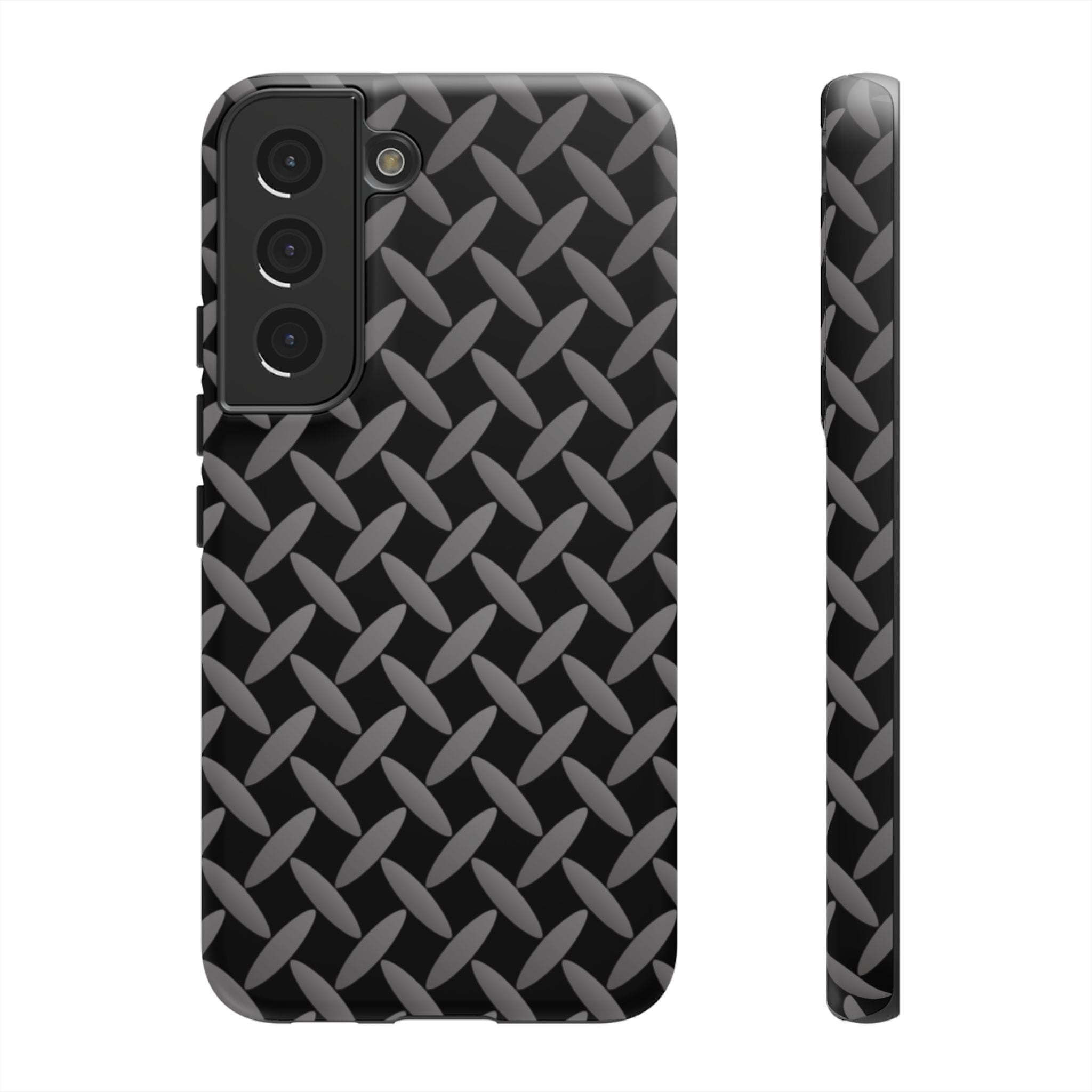 Durable Phone Case Black - Tough Cases with Stylish Diamond Plate Design - Samsung