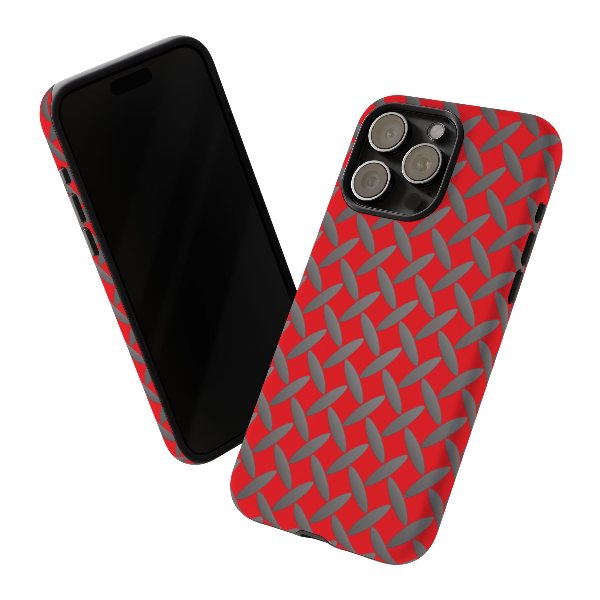 Durable Phone Case Red-iPhones Tough Cases with Stylish Diamond Plate Design