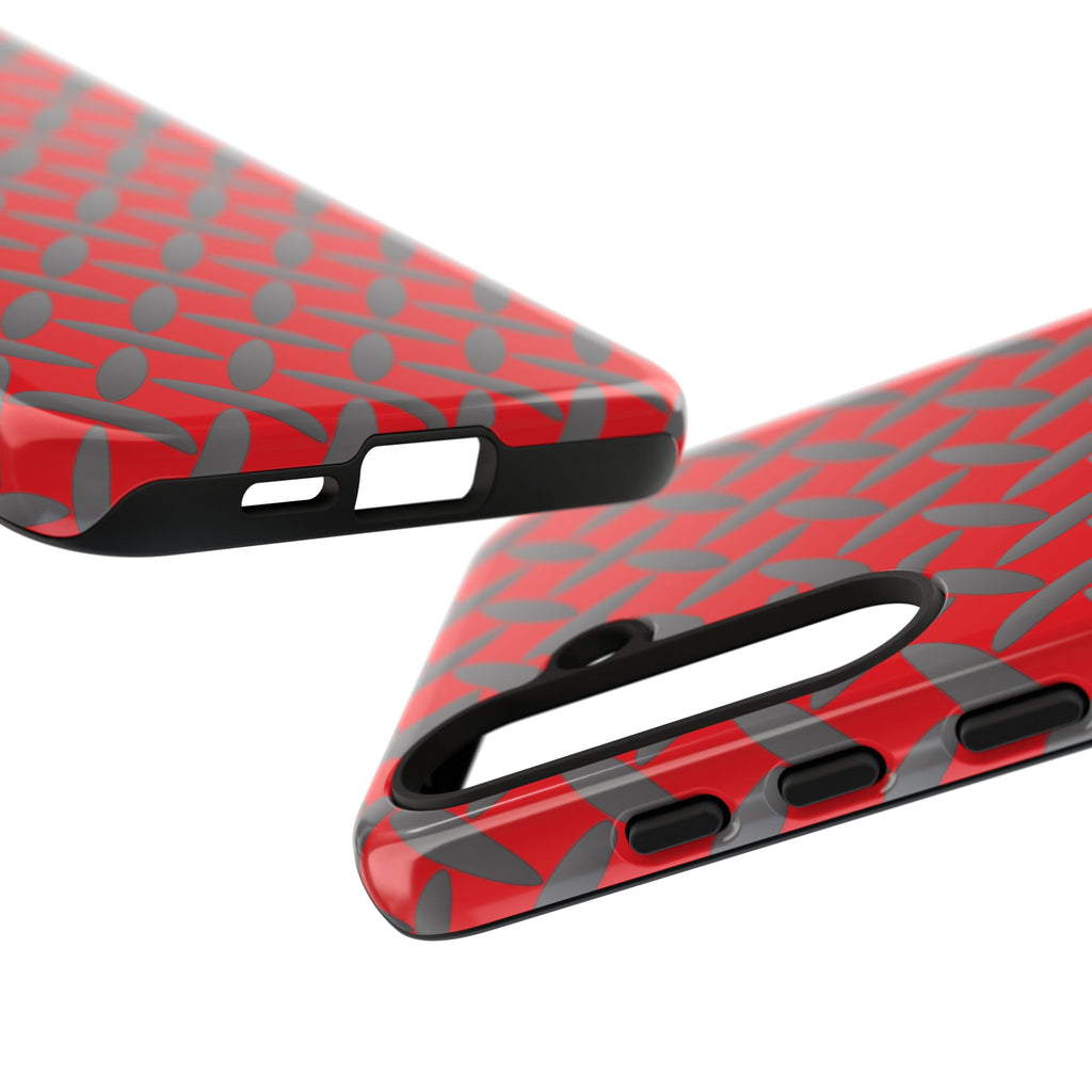 Durable Samsung Phone Case Red - Tough Cases with Stylish Diamond Plate Design
