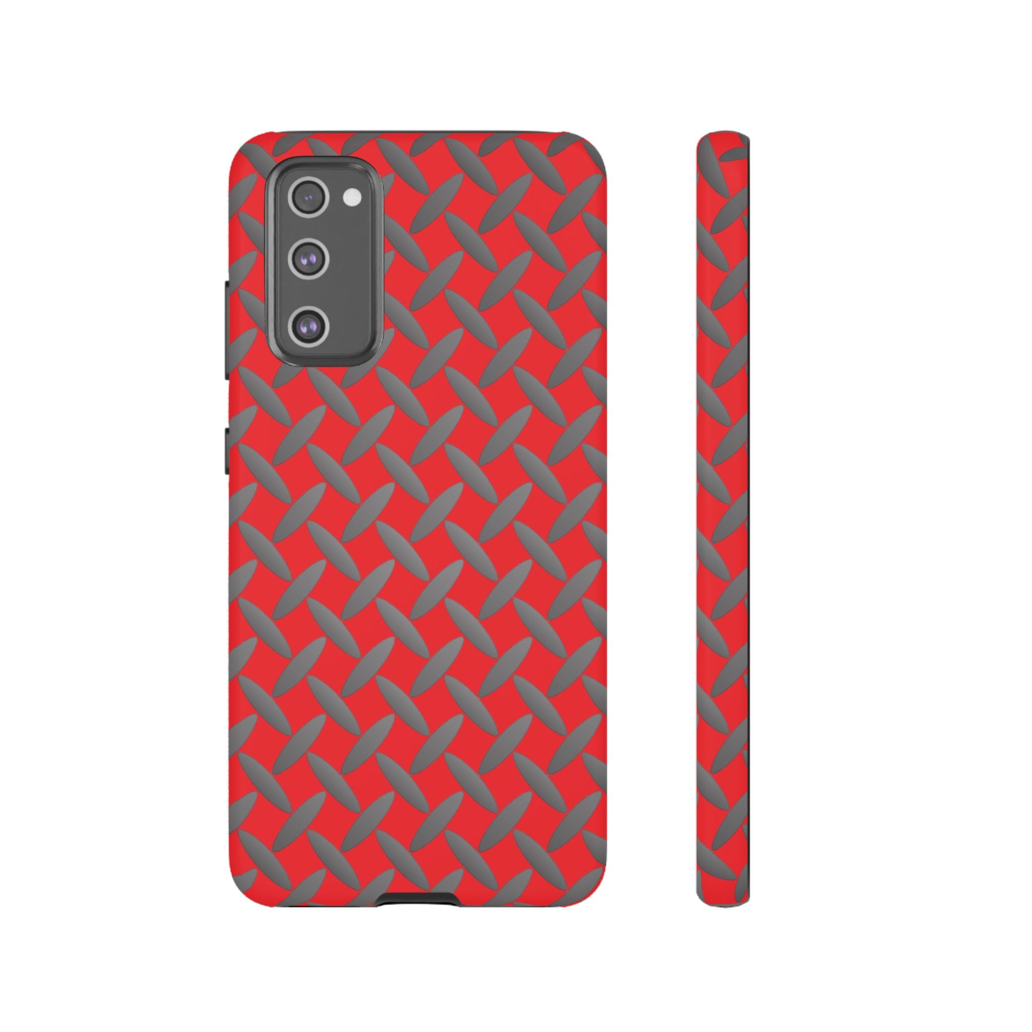 Durable Samsung Phone Case Red - Tough Cases with Stylish Diamond Plate Design