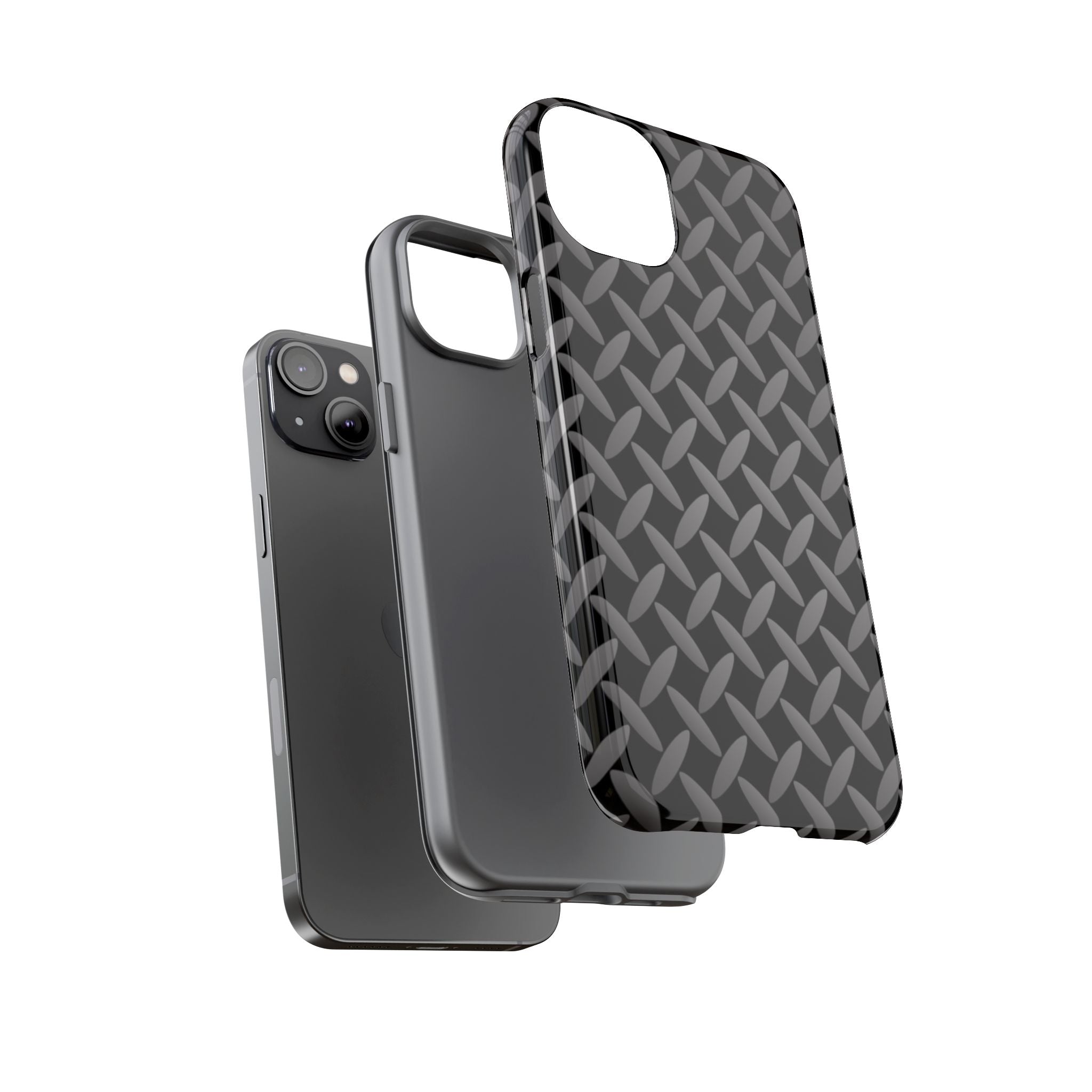Durable Phone Case Black - Tough Cases with Stylish Diamond Plate Design - iPhones