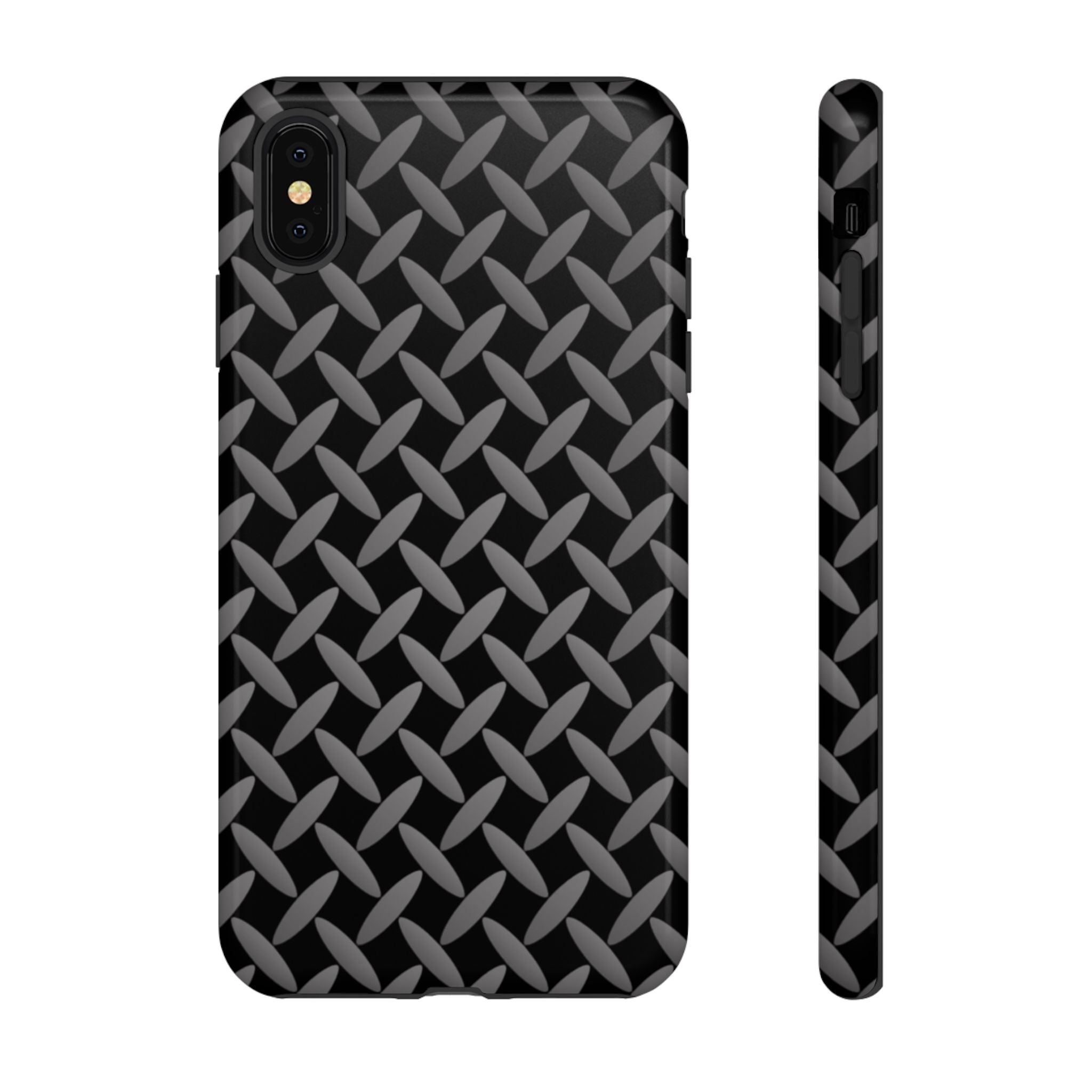 Durable Phone Case Black - Tough Cases with Stylish Diamond Plate Design - iPhones
