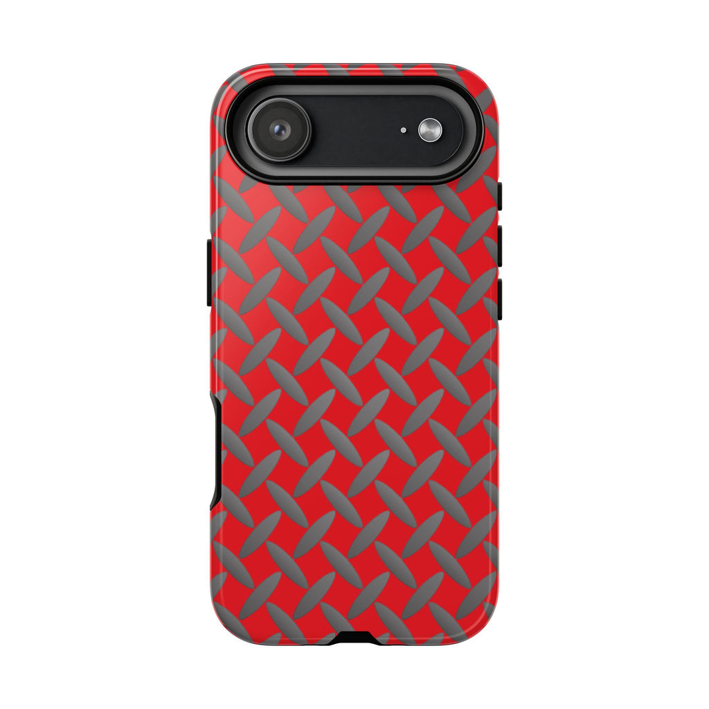 Durable Phone Case Red-iPhones Tough Cases with Stylish Diamond Plate Design
